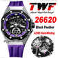 TWF 42 A2965 Hand Winding Mens Watch Tourbillon Titanium Steel Case Ceramic Bezel 3D Black Panther Dial Purple Rubber Strap 2022 Super Edition Watches Pureitme C3