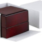 Allure - Luxury Ring Box with LED Light, Authentic Mahogany Wood with Black Leatherette Insert, Square Elegant Diamond Ring Case, for Unique Proposal or Wedding, Small Jewelry Display Gift Box.