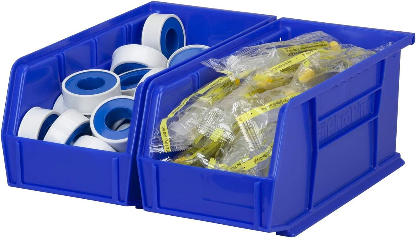 30230 Akrobins Plastic Hanging Stackable Storage Organizer Bin, 11-Inch X 5-Inch X 5-Inch, Blue, 12-Pack