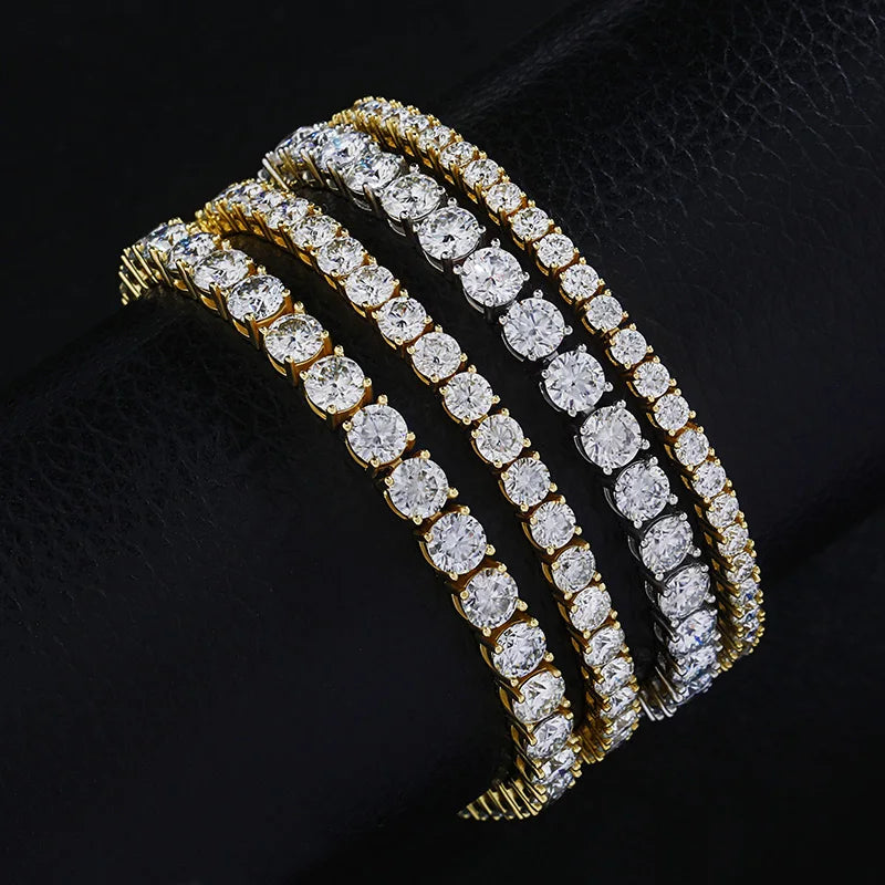 2021 New Top Brand 3-5Mm Tennis 925 Sterling Silver Bracelet Iced Out Moissanite High Qualtiy Hip Hop Jewelry Gift for Women