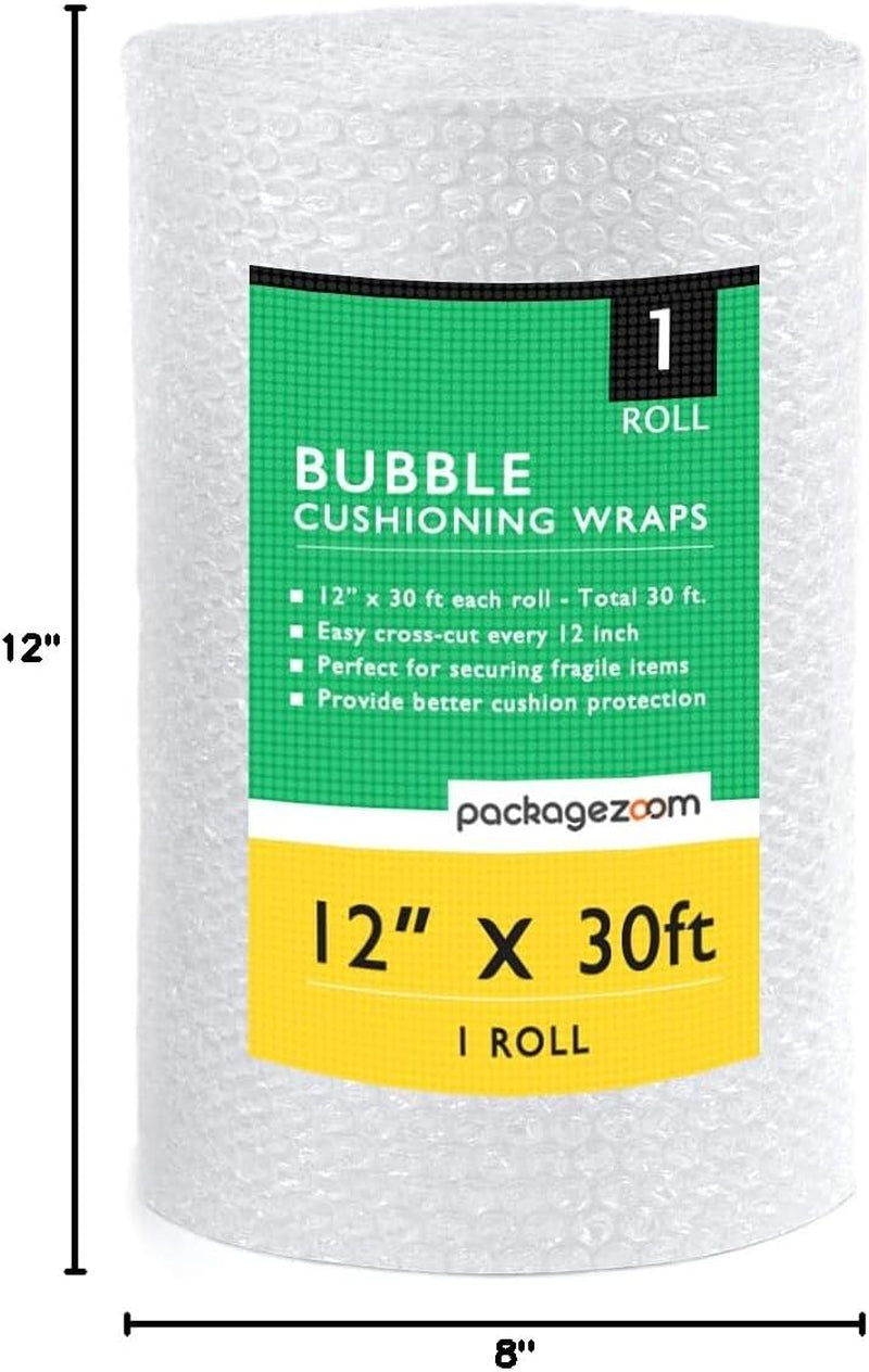 1 Pack 12 Inch X 30 Ft. Bubble Cushioning Wrap Shipping Packing Moving Supplies Perforated Every 12” Bubble Cushioning Wrap for Packing and Moving Boxes Bubble Packing Wrap for Moving