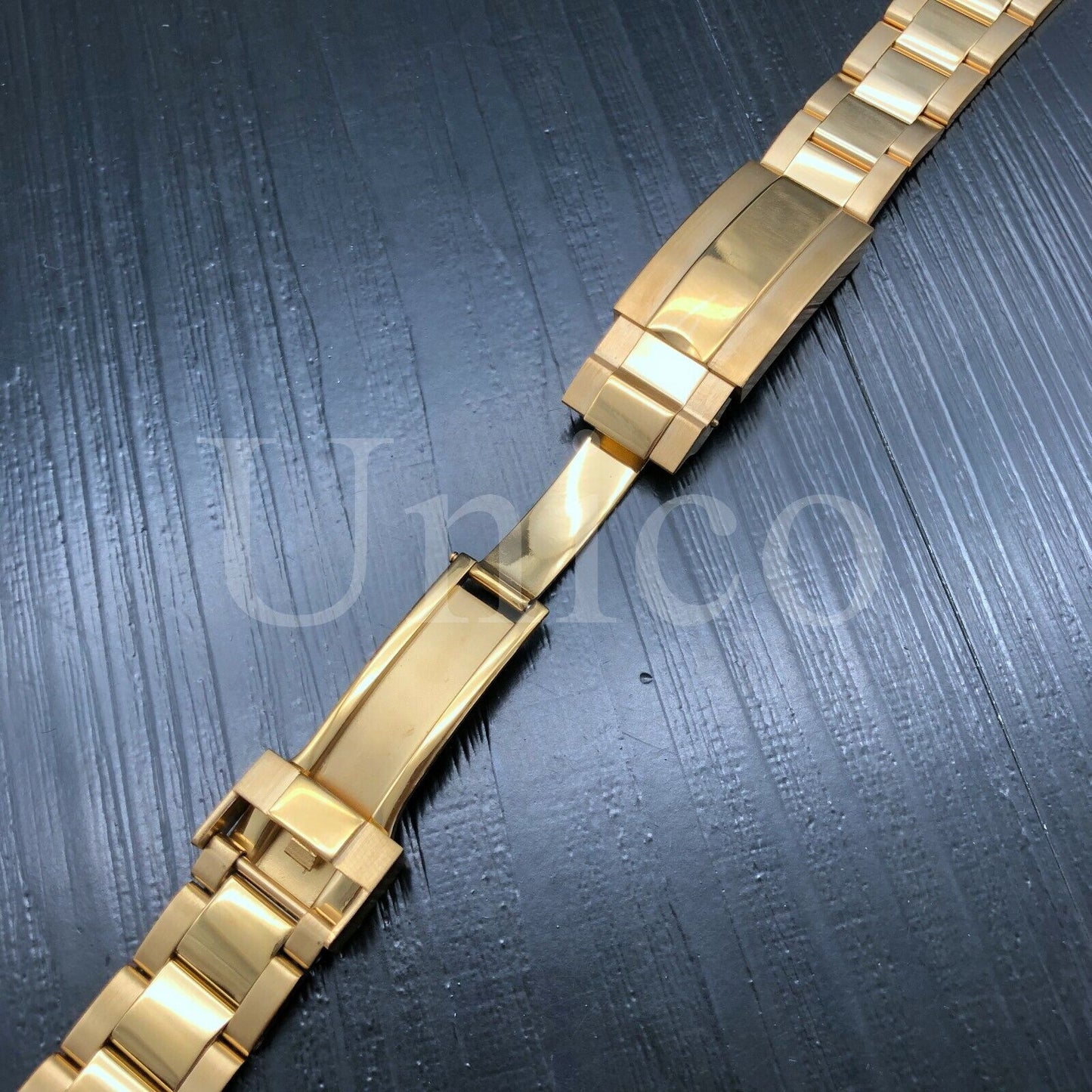 20MM OYSTER WATCH BRACELET BAND FITS for ROLEX SHINY/CENTER FLIP LOCK HEAVY GOLD