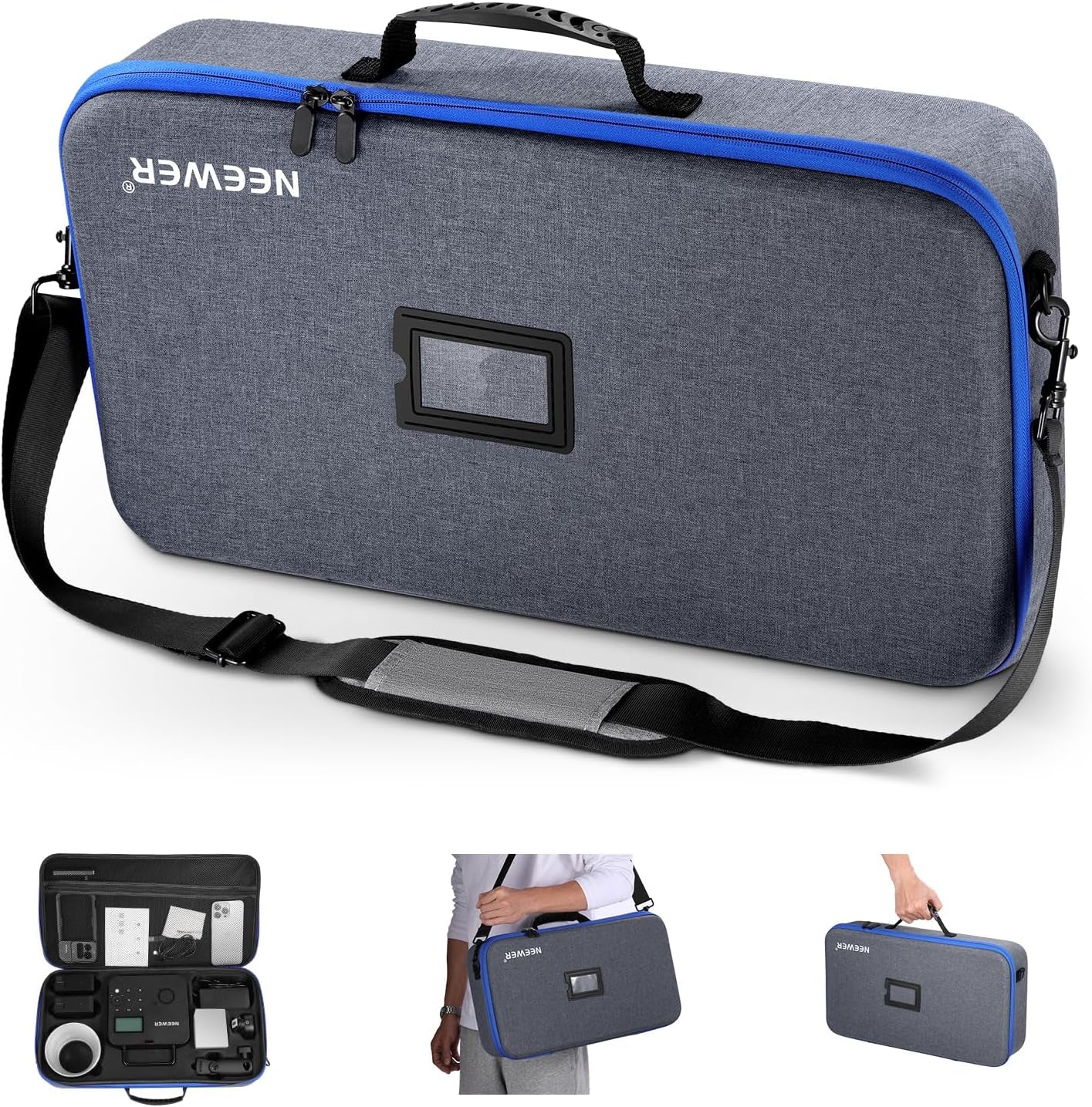 Q4 Carrying Bag with Shoulder Strap, Handle, Dedicated Compartments for Outdoor Strobe Flash/Batteries/Trigger/Reflector Diffuser Accessory, Mesh Pocket, Durable Hard Shell Travel Case, PB8