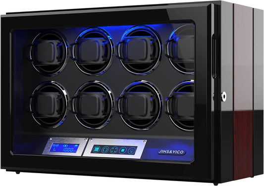 Watch Winder, Adjustable [Upgraded] Watch Pillows, 8 Winding Spaces Watch Winders for Automatic Watches, Built-In Illumination