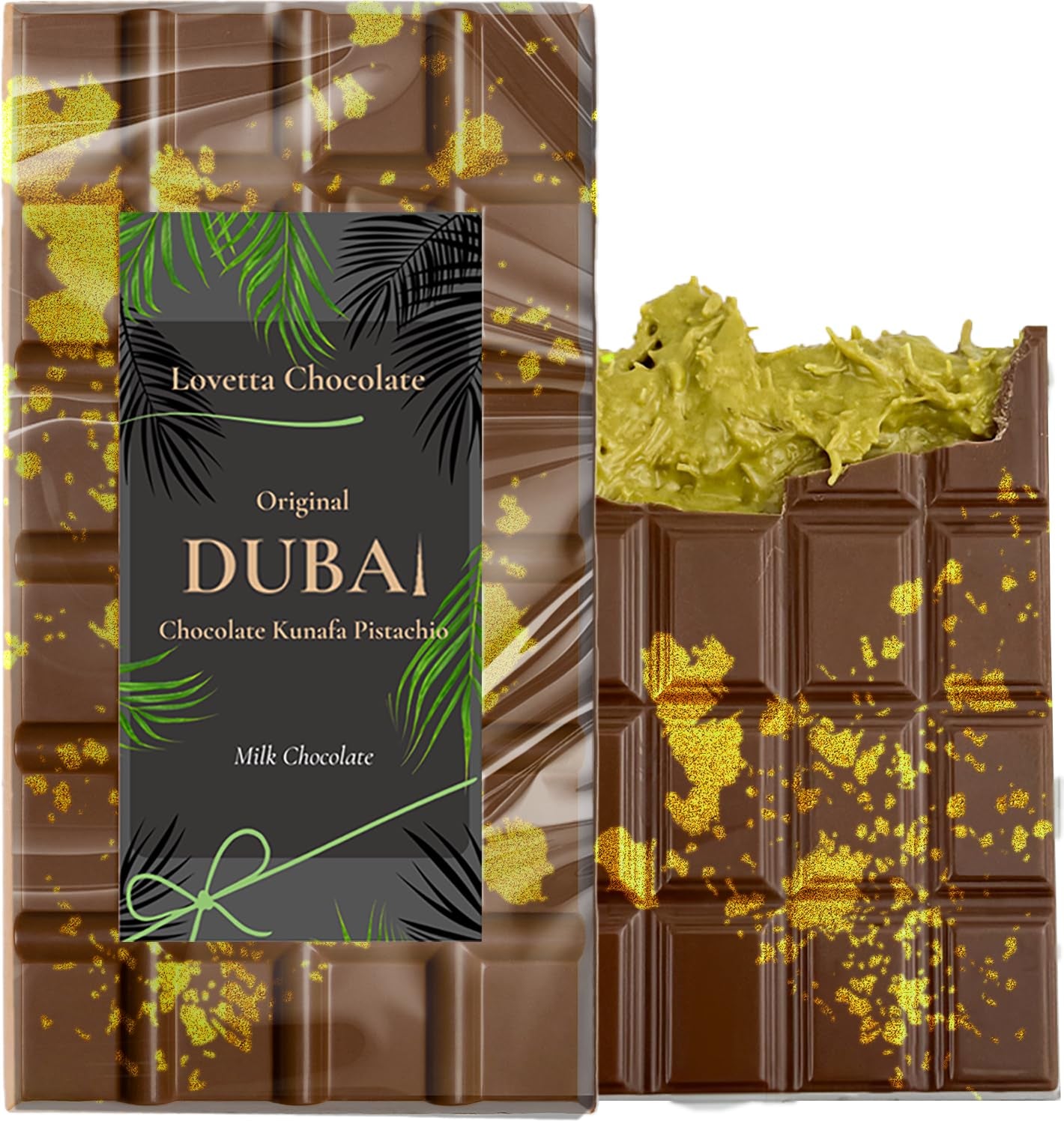 Dubai Chocolate Bar Pistachio 8 Oz (The Original Viral) | Luxury Rich Chocolate, Individually Wrapped Fresh, Premium Pistachio Cream Katafi Filling | Dubai Candy