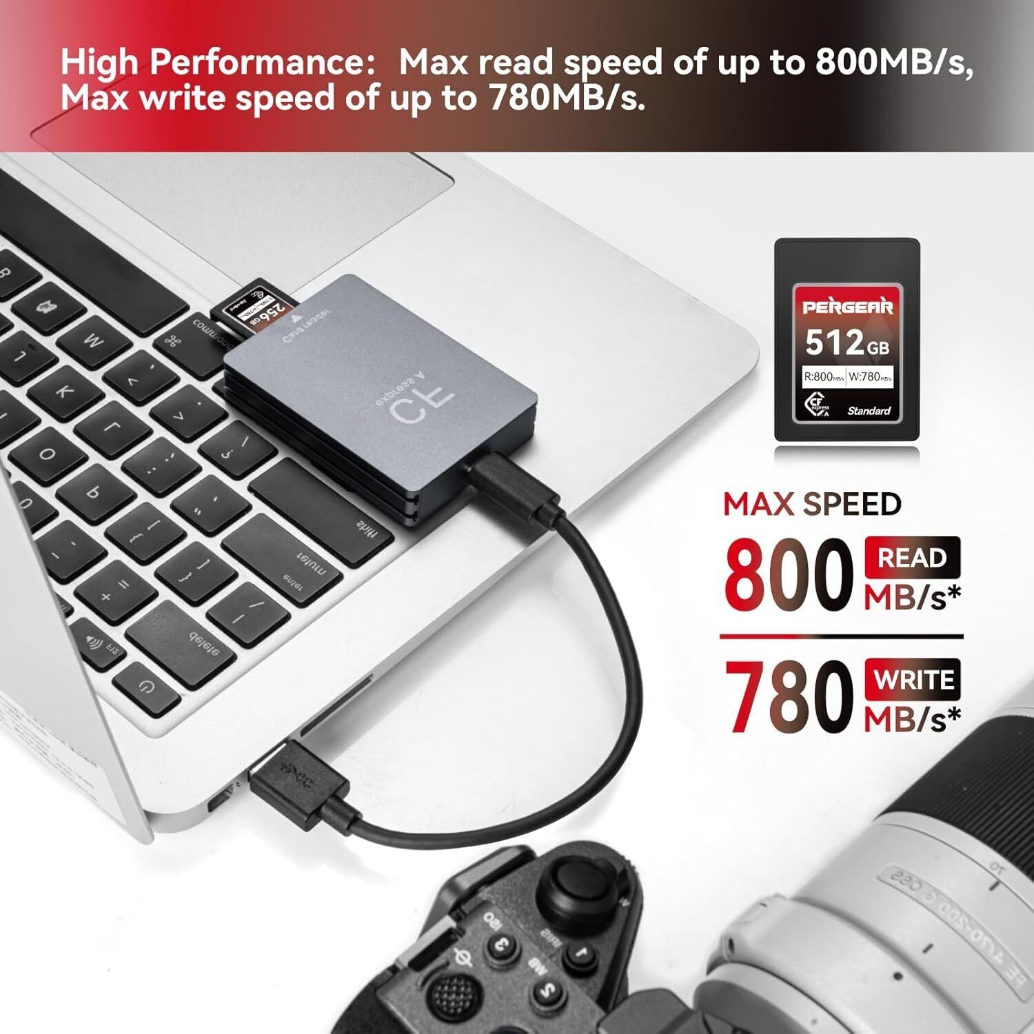 Pergear New 512GB Cfexpress Type a Memory Card up to 780Mb/S Read Speed