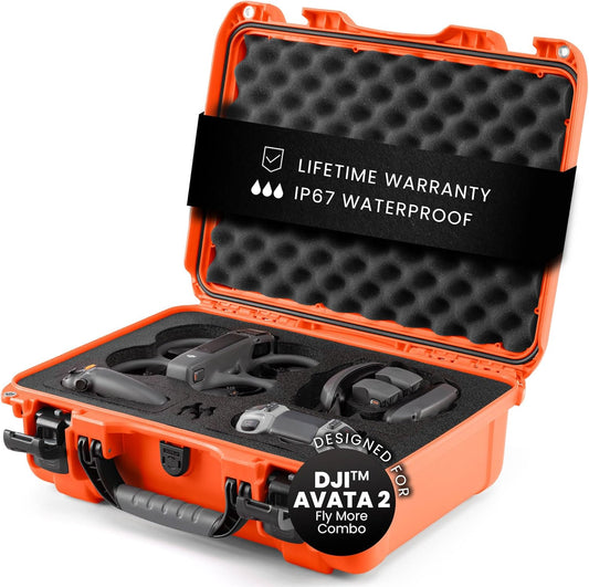 925 DJI™ Avata 2 Fly More Combo - Waterproof Hard Case with Drone Foam Insert, Crushproof, Portable Travel Case, Made in North America - Orange (18.7" X 14.8" X 7")