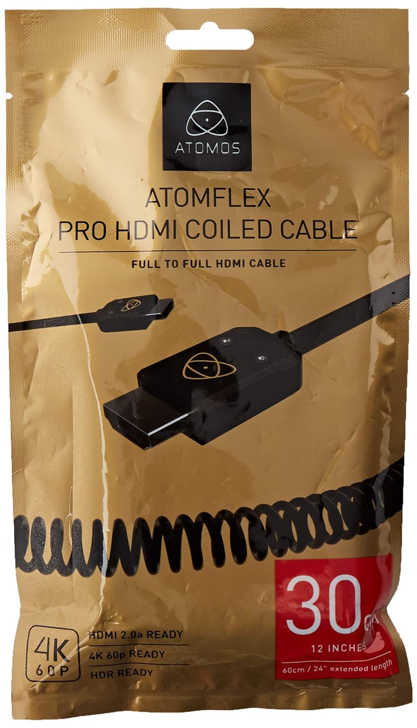 ATOMFLEX PRO HDMI Coiled Cable (Full to Full 30Cm) HDMI 2.0 Cable ATOM4K60C5