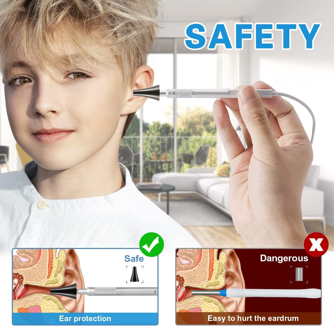 Digital Otoscope with 7 Inch IPS Screen,  Ear Wax Removal Tool Camera, 3.9Mm HD Ear Scope Otoscope with Light, Ear Camera and Wax Remover, Supports Photo Snap and Video Recording, 32GB Card