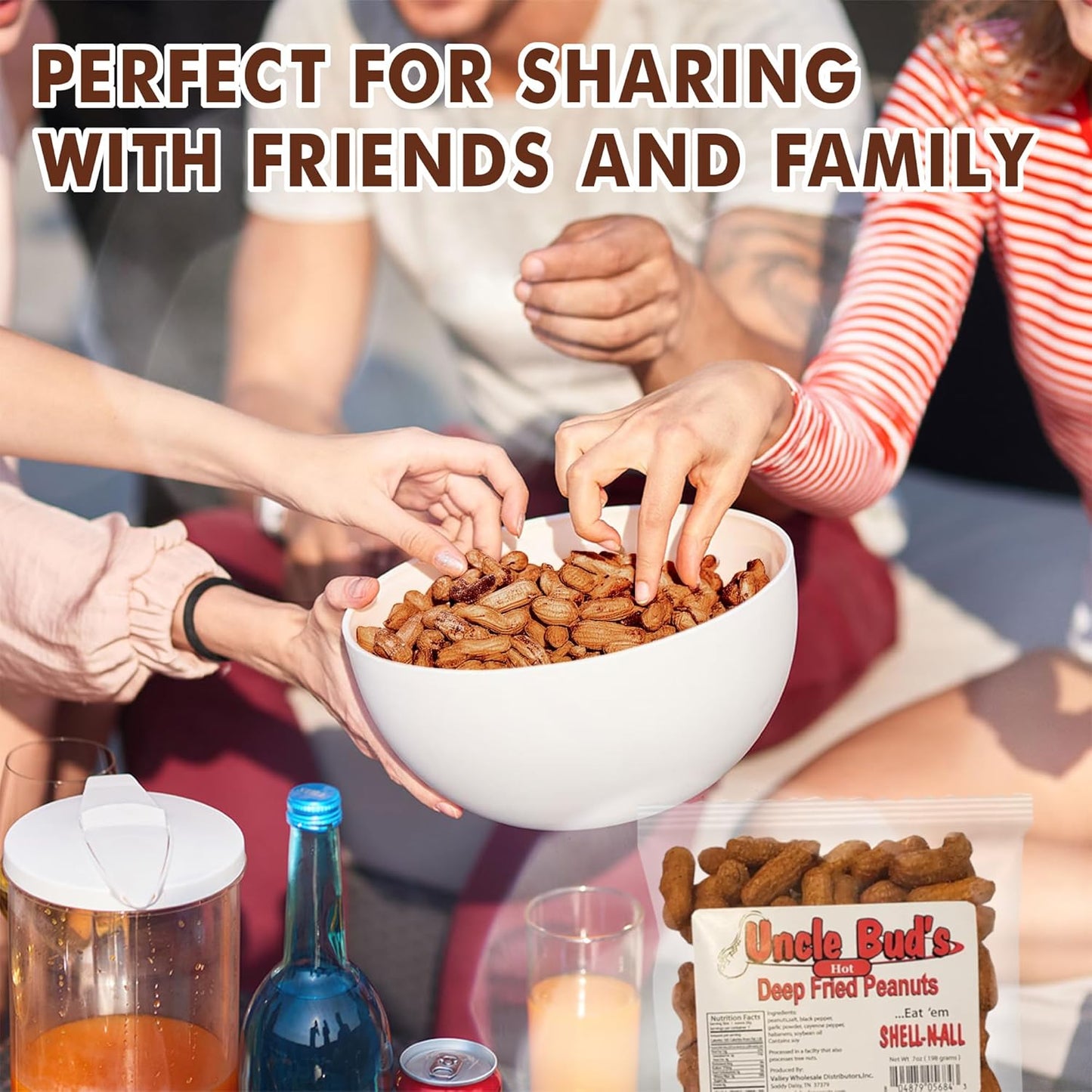 Uncle Bud'S Deep Fried Peanuts in Shell (5 Pack), Peanuts Individual Packs: Salted, Cajun, Garlic, Hot, Old Bay, Bacon BBQ, Crunchy Flavored Peanut Variety Pack, Spicy Peanuts, Hot Peanuts in Shell