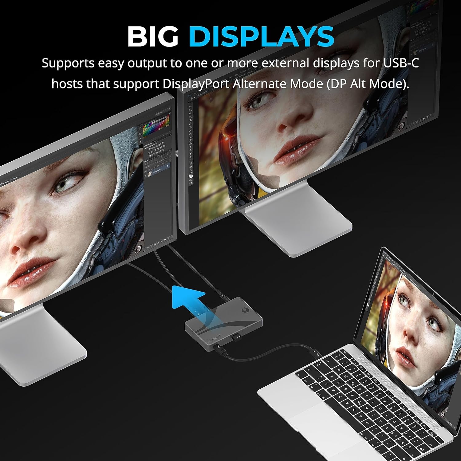 Thunderbolt 4 Hub, 60W Charging USB-C Dock for Laptops, 3X TB4 + 1X USB-A, Supports Dual 4K@60Hz or 8K@60Hz Display, Certified TB4 Cable, Macos/Windows Compatible (HB-TBT4)