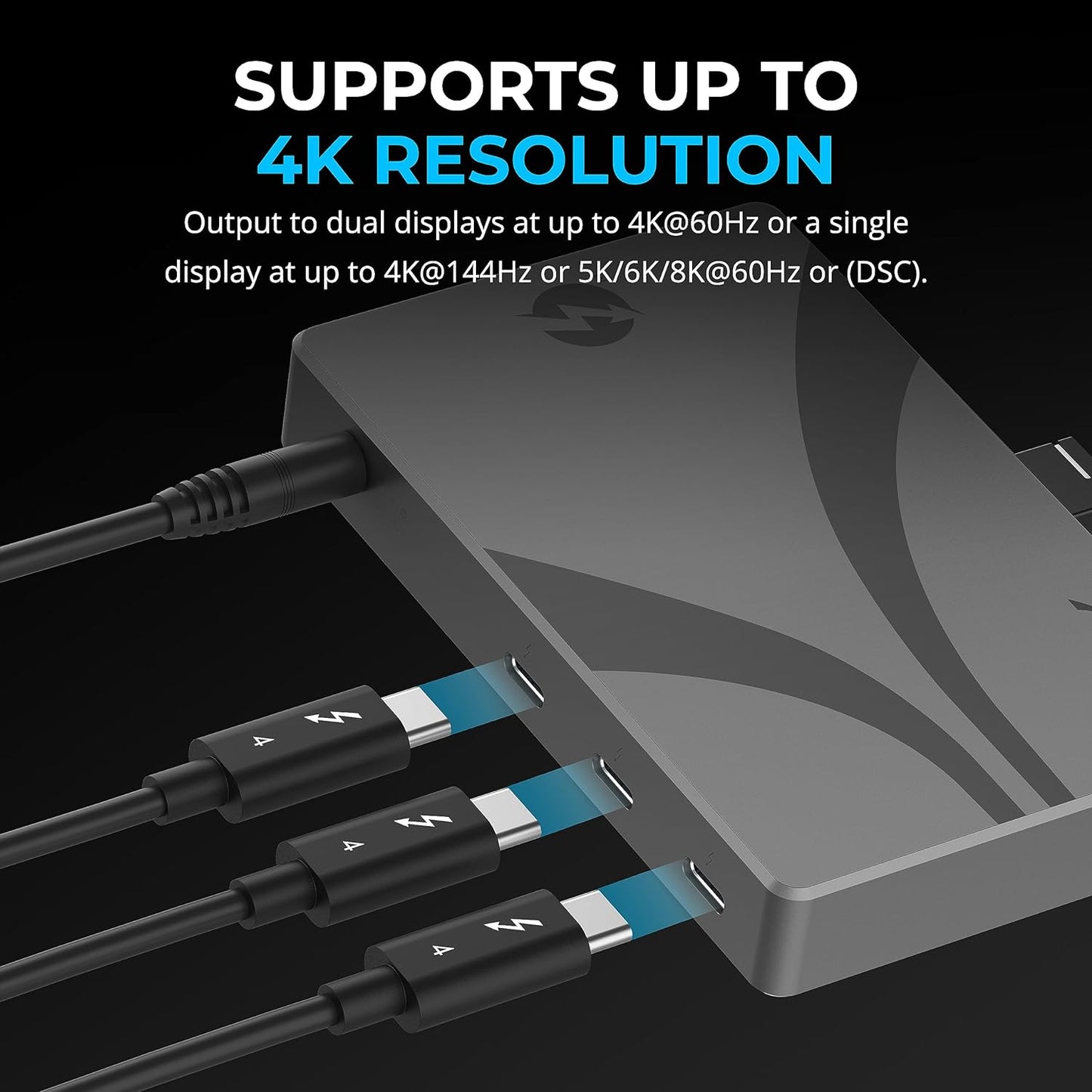 Thunderbolt 4 Hub, 60W Charging USB-C Dock for Laptops, 3X TB4 + 1X USB-A, Supports Dual 4K@60Hz or 8K@60Hz Display, Certified TB4 Cable, Macos/Windows Compatible (HB-TBT4)