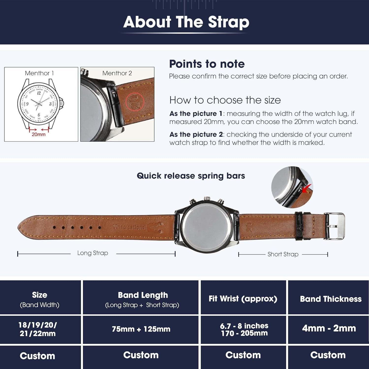 Handmade Alligator Leather Watch Band Men Quick Release Premium Crocodile Strap Stingray Ostrich Replacement Silver Buckles 18Mm 19Mm 20Mm 21Mm 22Mm 24Mm