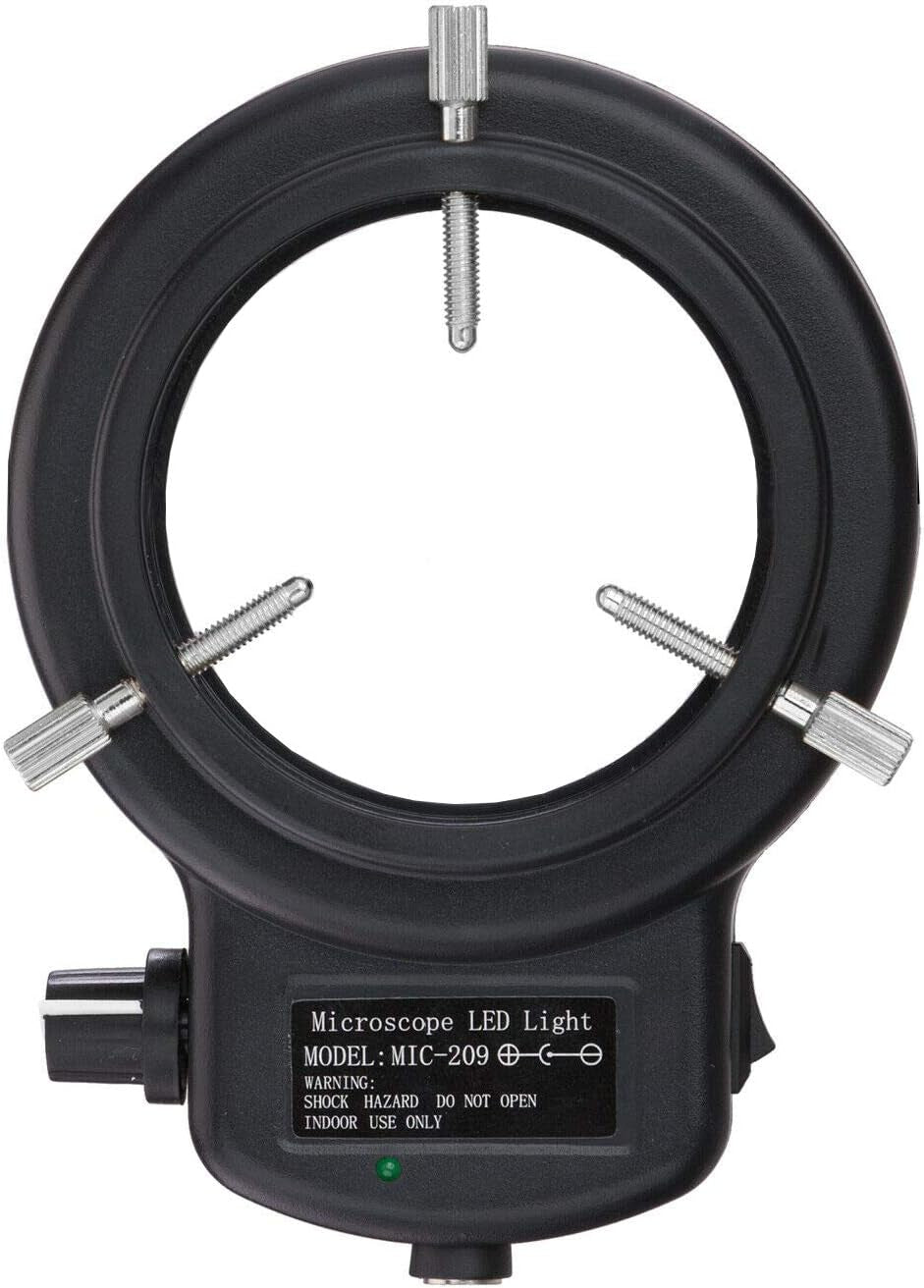 VMLIFR-09B Black Adjustable 144 LED Ring Light for Stereo Microscope | 2.5" (62.5Mm) inside and 3.64" (92.5Mm) outside Diameters | 1-7/8" (48 Mm in Diameter) Ring Adapter Included