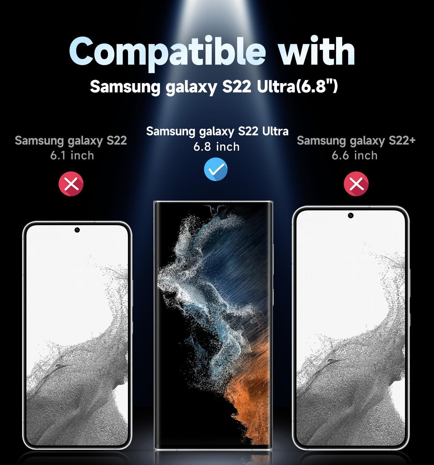2 Pack for Samsung Galaxy S22 Ultra Screen Protector [Ceramic Film] 6.8 Inch,[100% Fingerprint ID Compatible] Easy Installation Tray, Shock-Resistant, 3D Curved, Bubble Free, Scratch Proof,
