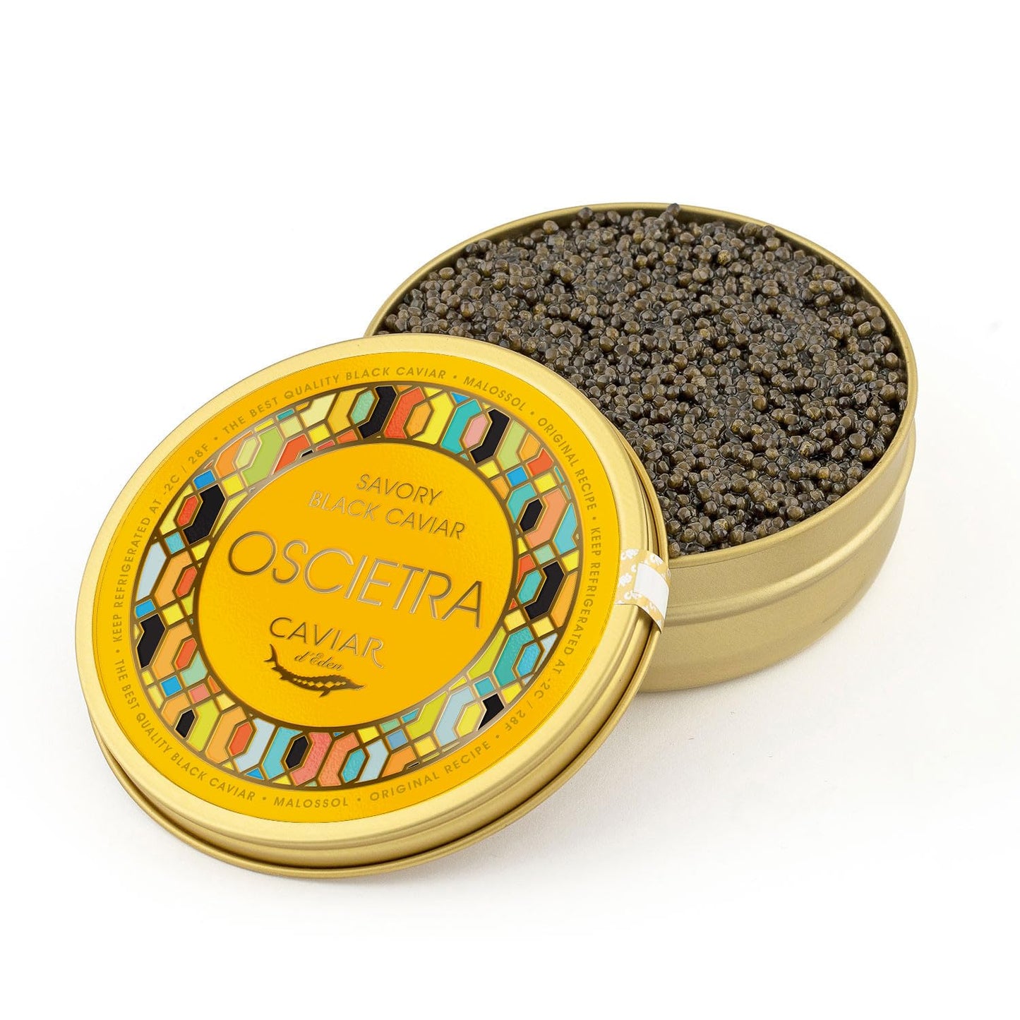 OSCIETRA Collection - Premium Osetra Black  - 3.5 Oz / 100 G in Metal Jar - Savory Black  with Classical Malossol Taste from Sturgeon Black Roe by  D'Eden