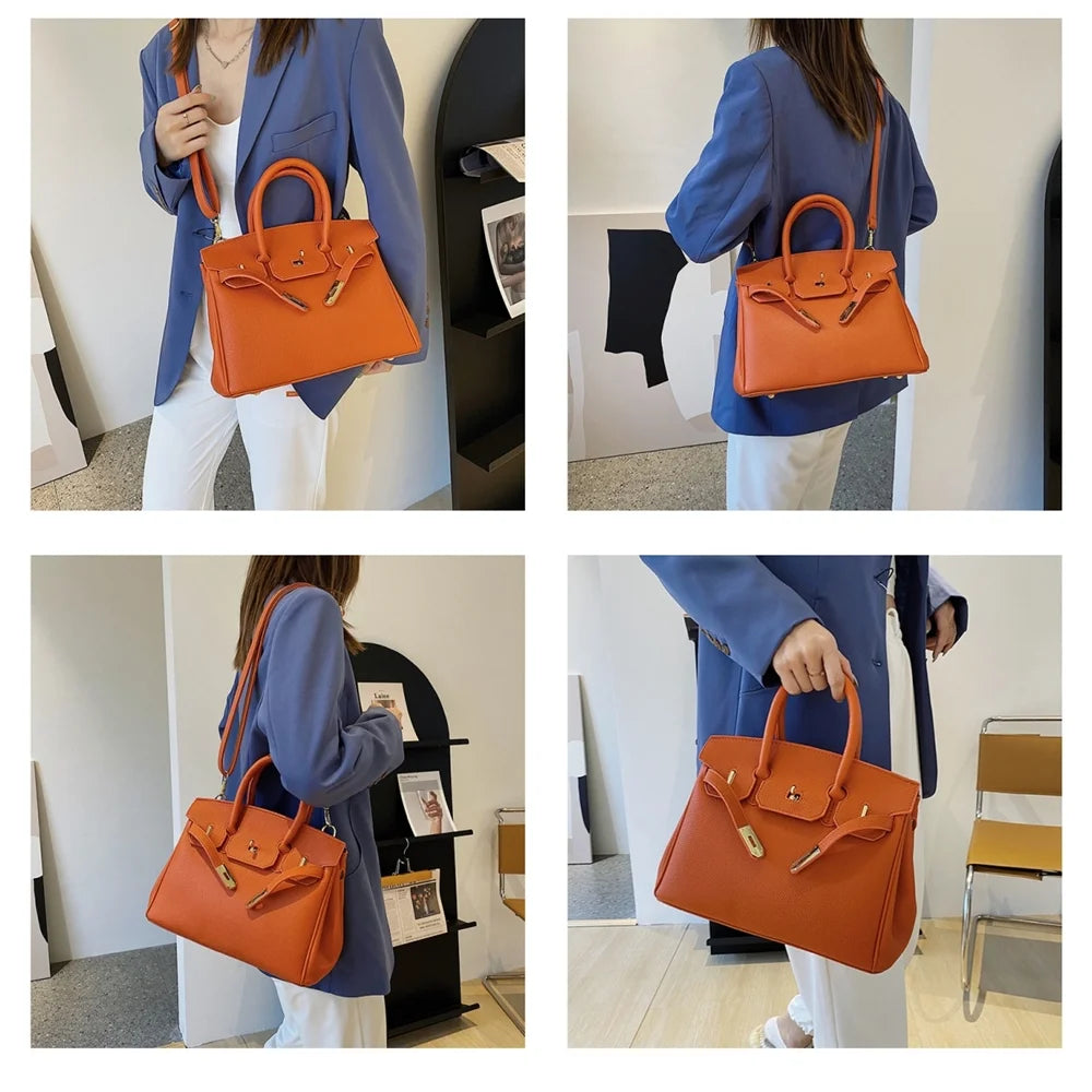 Women'S Leather Handbags Platinum Lychee Tote Bags