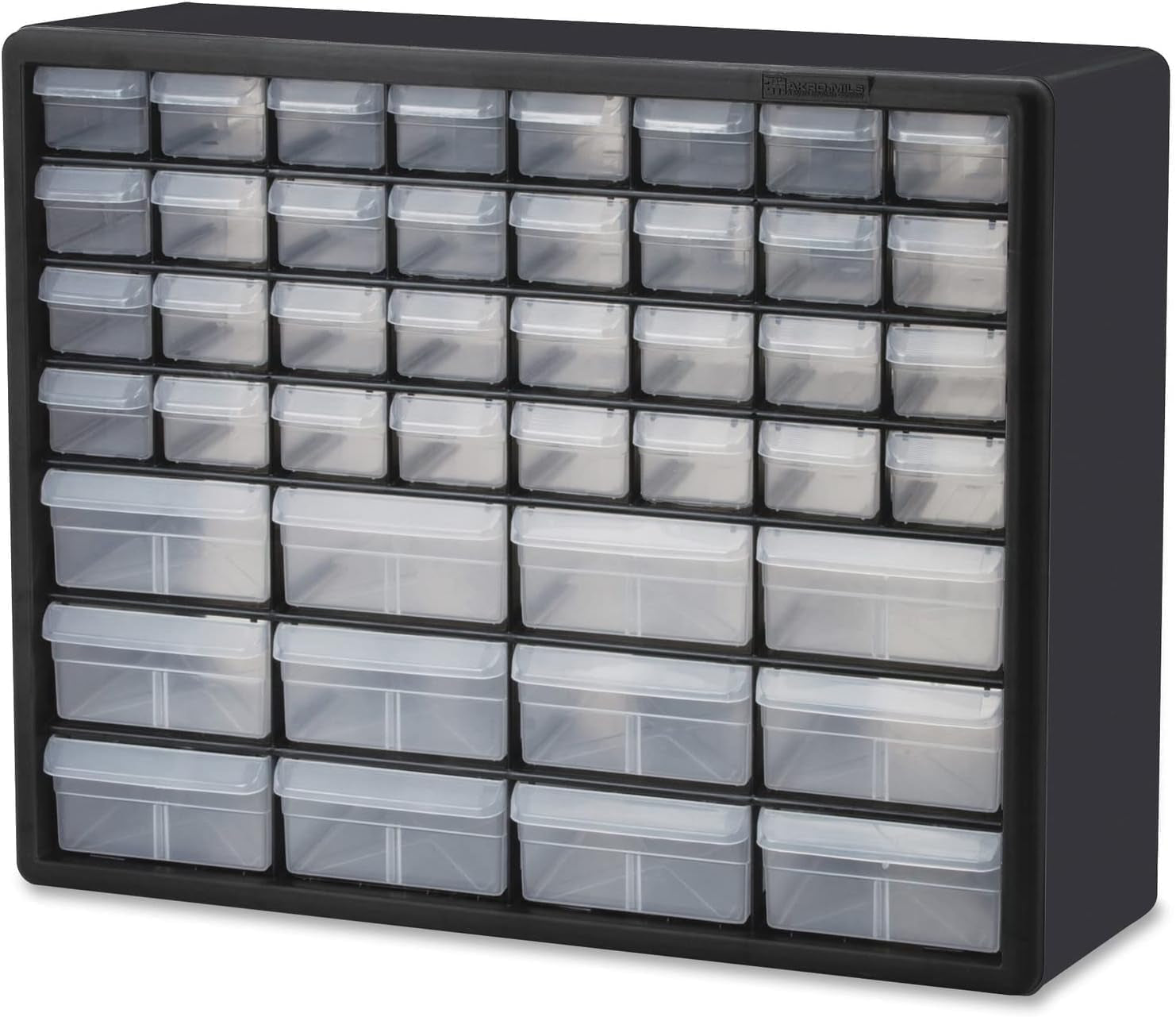 10144 44-Drawer Plastic Drawer Storage Cabinet for Garage Organization, Lego Storage, Teacher Toolbox, Makeup Organizer, and More, 20-Inch W X 6-Inch D X 16-Inch H, Black