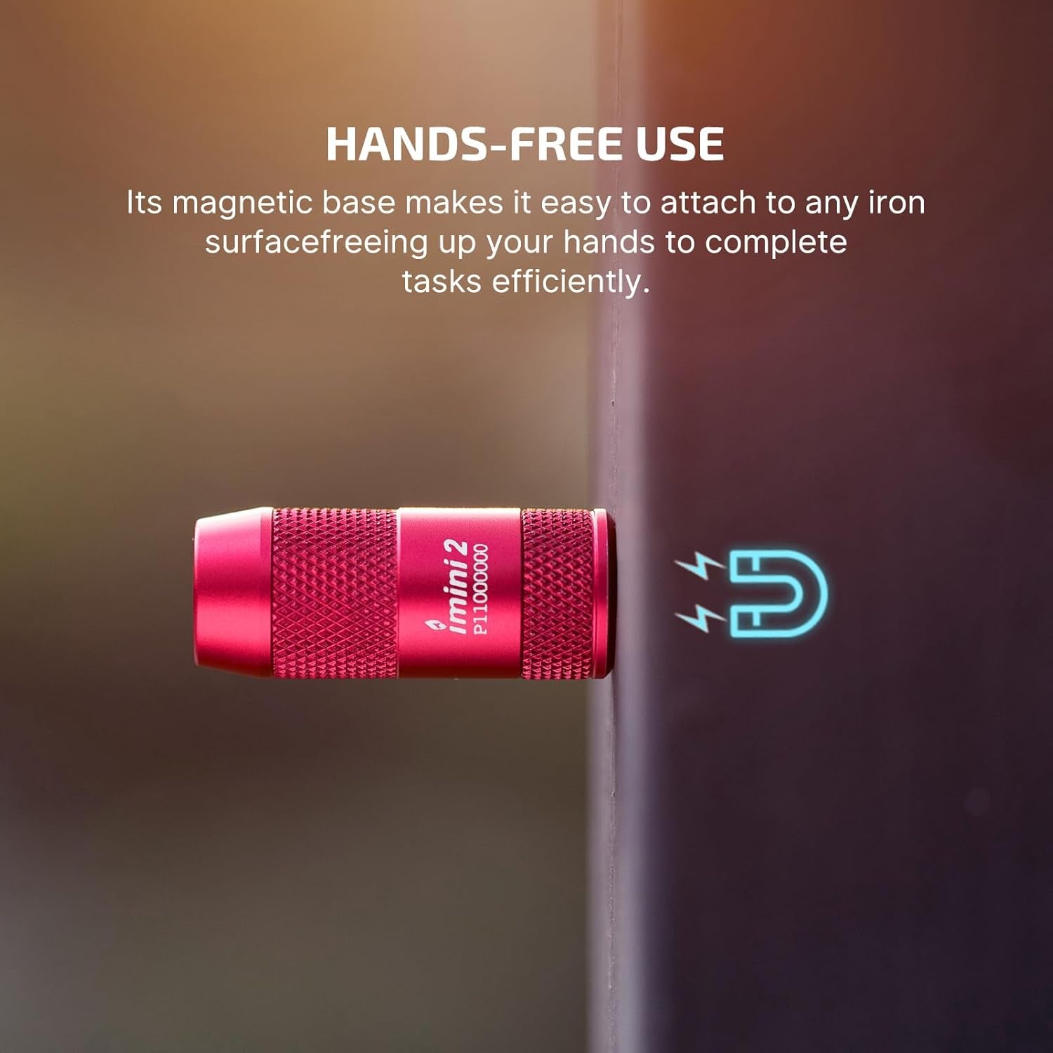 IMINI 2 EDC Rechargeable Keychain Flashlight, 50 Lumens Compact and Portable Mini LED Keyring Lights with Built-In Battery Ideal for Everyday Carry and Emergencies (Passionate Red)
