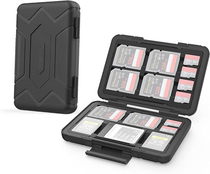Memory Card Holder Case 15 Slots, Water-Resistant for SD Card, Micro SD Card, Cfexpress Type A/Type B Card, XQD Card - 3192