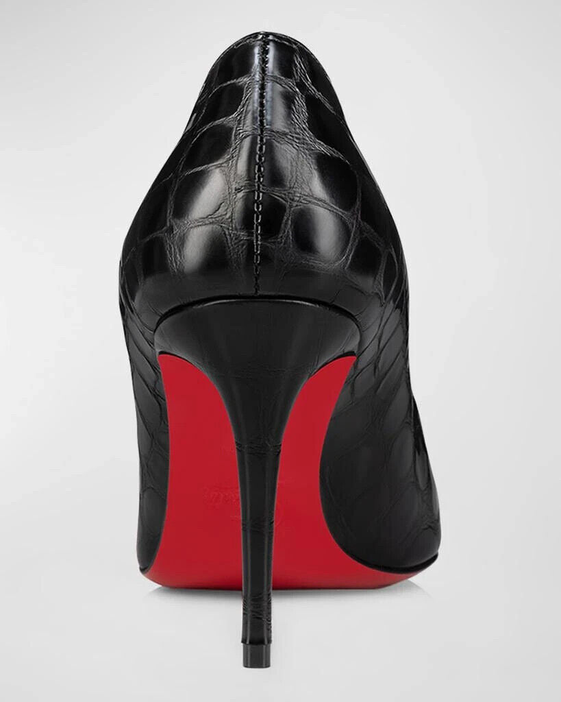 Christian Louboutin Z3896 Black Kate 85 Croco Red Sole Classic Pumps Size 7.5 M