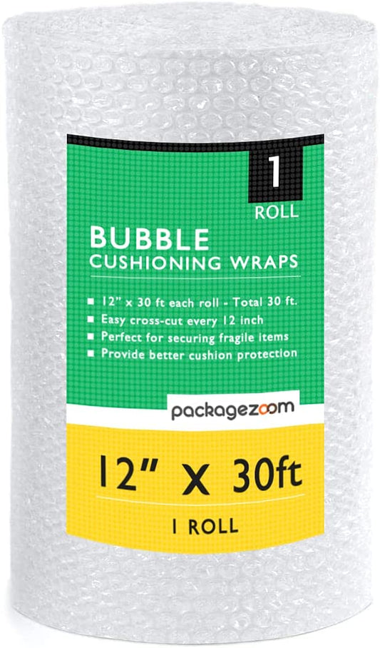 1 Pack 12 Inch X 30 Ft. Bubble Cushioning Wrap Shipping Packing Moving Supplies Perforated Every 12” Bubble Cushioning Wrap for Packing and Moving Boxes Bubble Packing Wrap for Moving