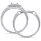 Sterling Silver Princess-Cut Quad 1/3Ct TDW Diamond Double Halo Bridal Ring Set