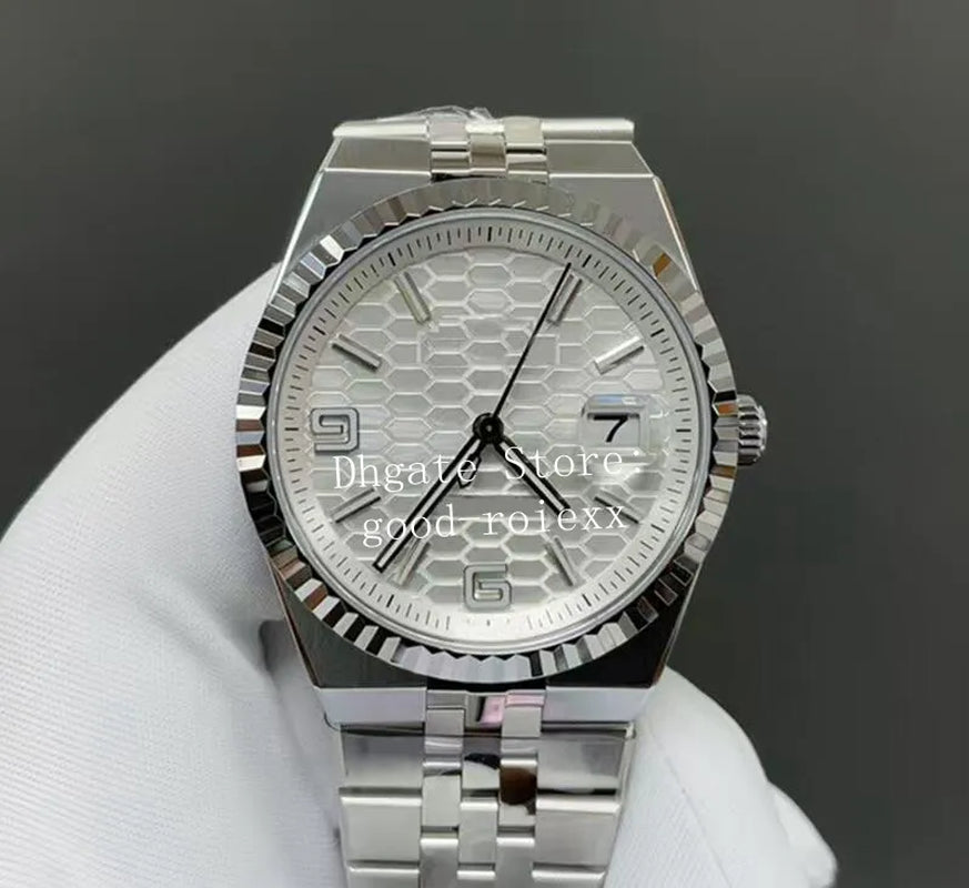 40Mm Men'S Blue White Watch Automatic Cal.7135 Movement Watches Men Flute Bezel Date Dweller 127336 Platinum 904L Steel 127334 Wristwatches