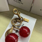 Authentic Coach Cherry Charm Keychain Glitter Resin and Metal Brass/Red Apple