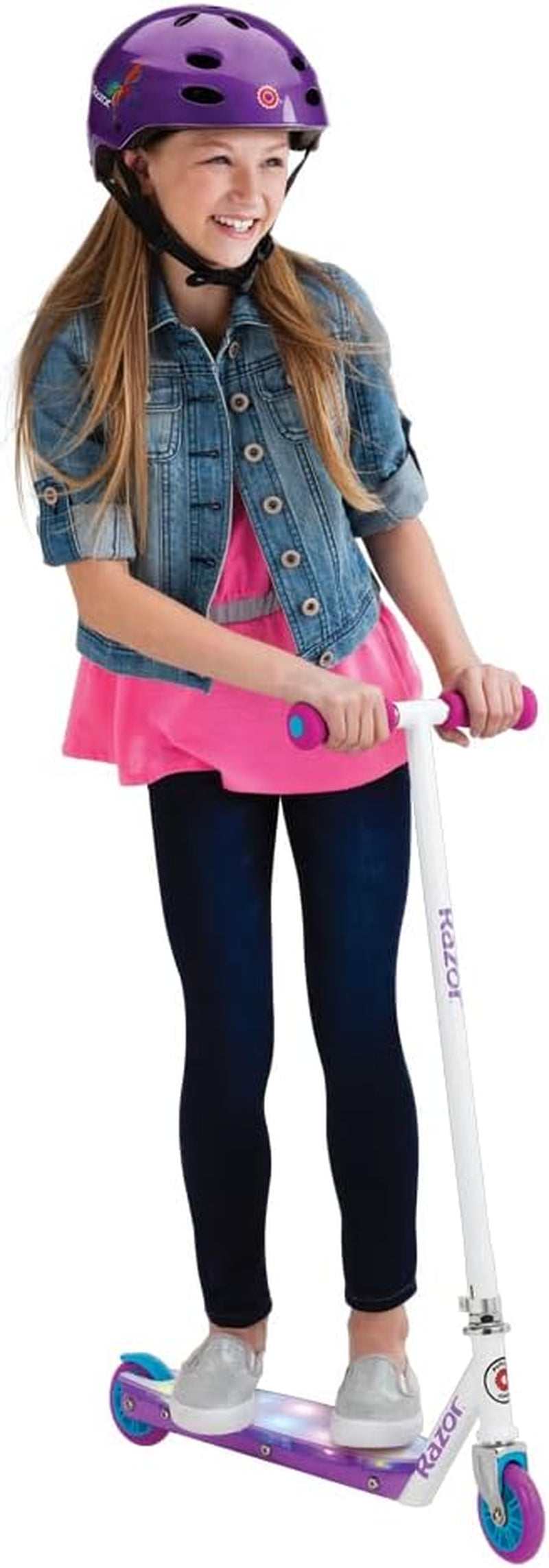 Party Pop Kick Scooter - Multi-Color LED Light-Up Deck, Lightweight Steel Frame, for Kids Ages 6 and Up