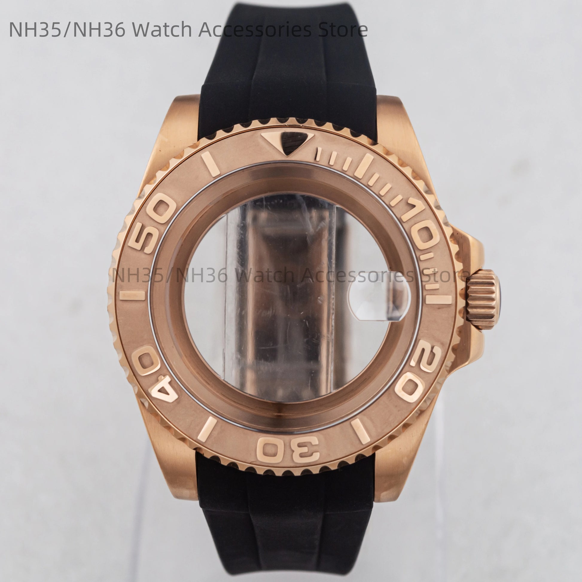40Mm Rose Gold Watch Case Ceramic Bezel Sapphire Glass Stainless Steel for NH35 Nh36 Nh34 Automatic Movement Yacht-Master Case
