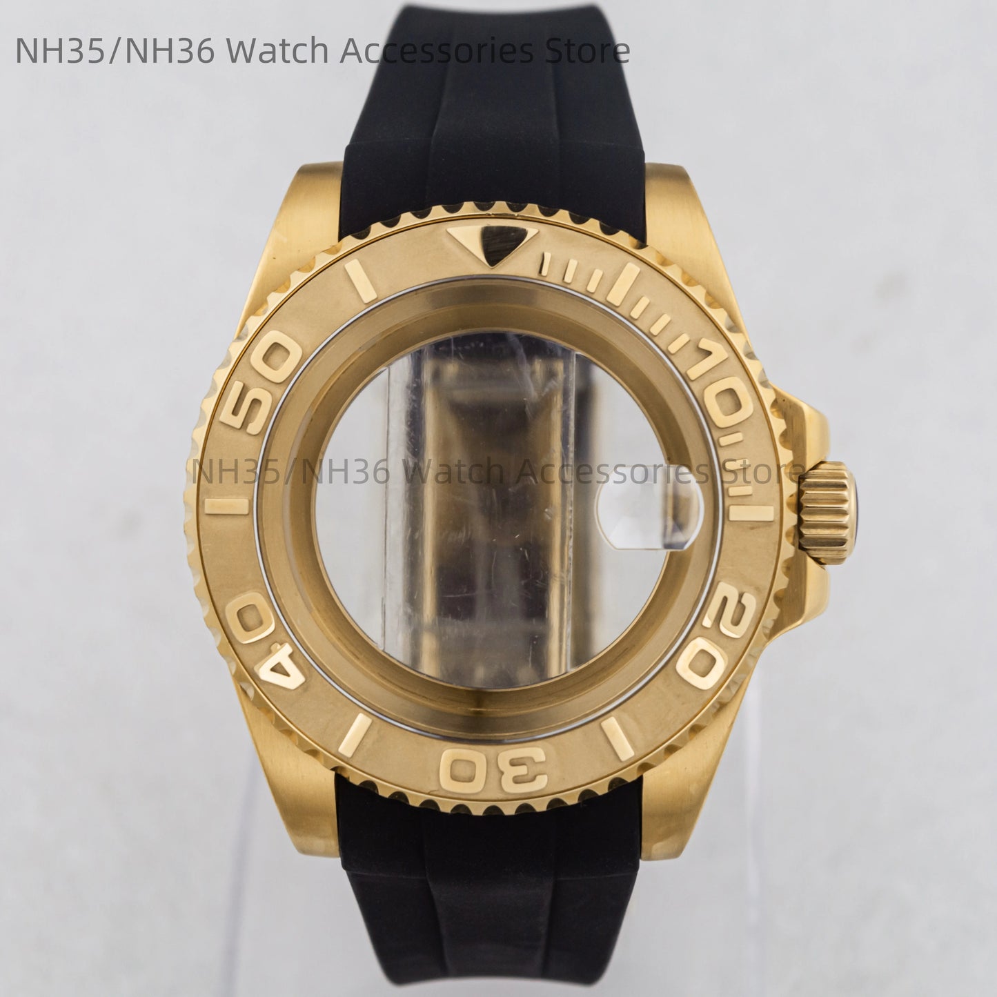 40Mm Rose Gold Watch Case Ceramic Bezel Sapphire Glass Stainless Steel for NH35 Nh36 Nh34 Automatic Movement Yacht-Master Case