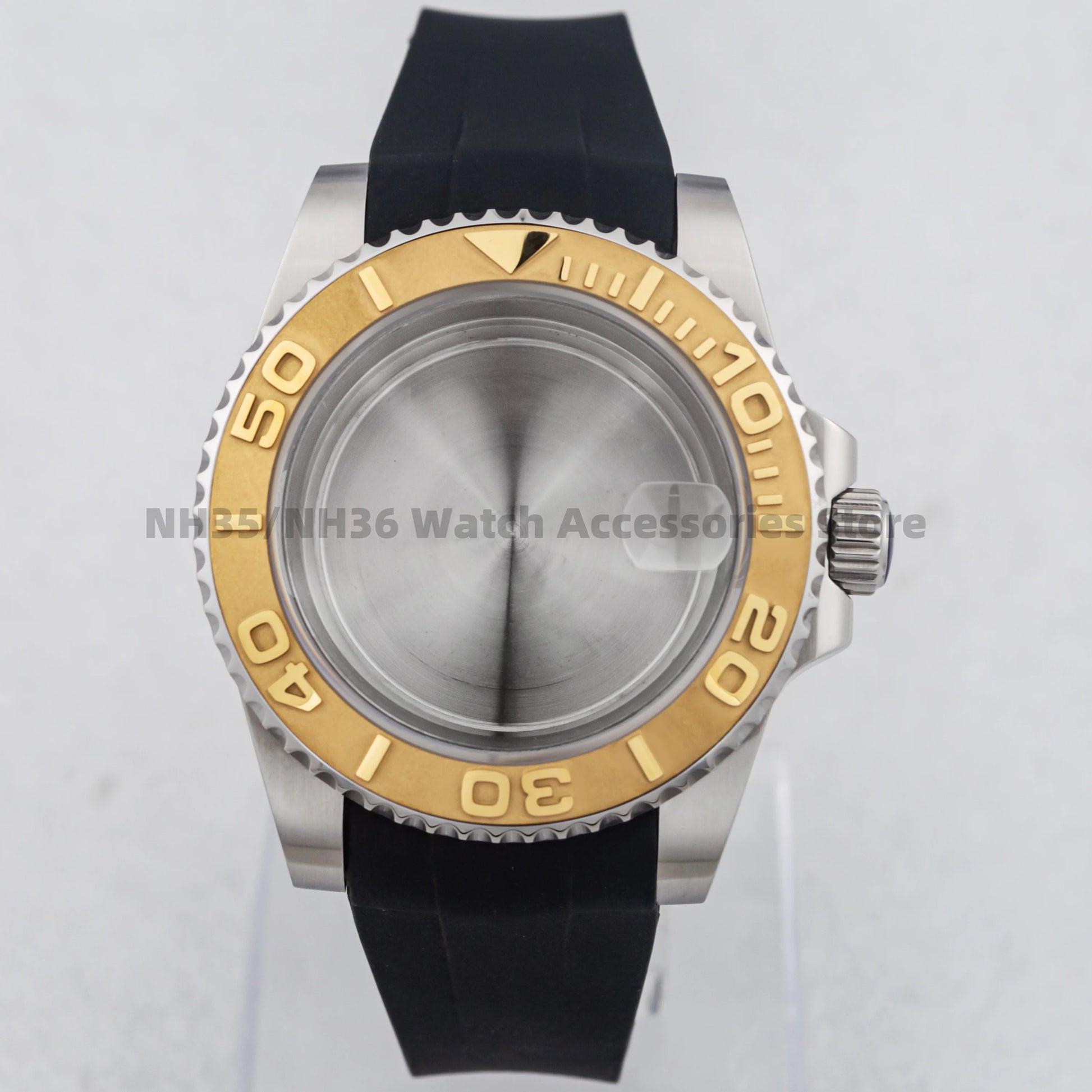 40Mm Rose Gold Watch Case Ceramic Bezel Sapphire Glass Stainless Steel for NH35 Nh36 Nh34 Automatic Movement Yacht-Master Case