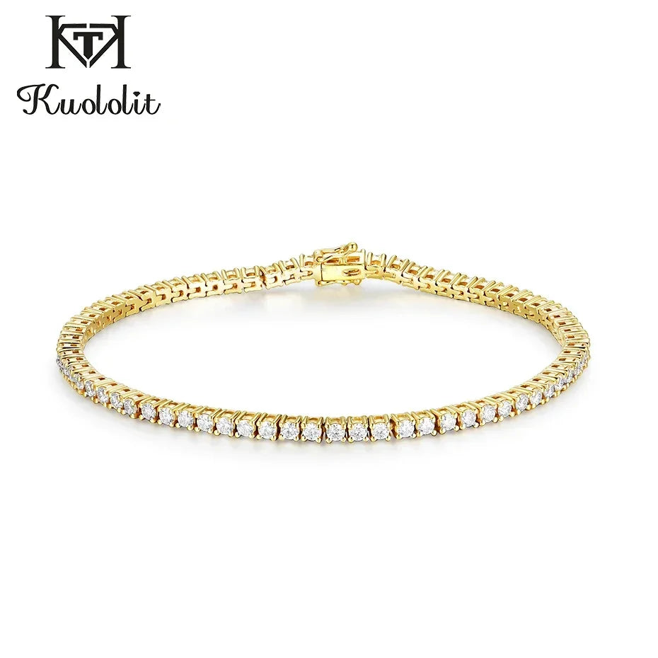 Moissanite Bracelet for Women Solid 14K 10K Yellow Gold GRA Moissanite Tennis Bracelet for Engagement Christmas Gifts