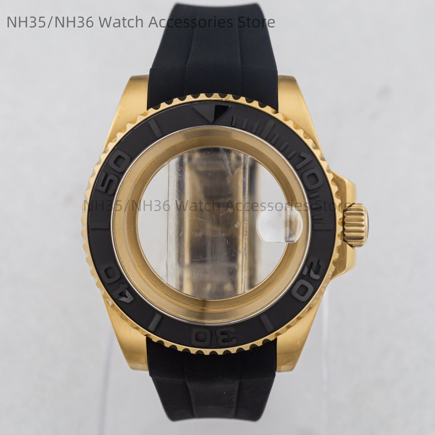 40Mm Rose Gold Watch Case Ceramic Bezel Sapphire Glass Stainless Steel for NH35 Nh36 Nh34 Automatic Movement Yacht-Master Case