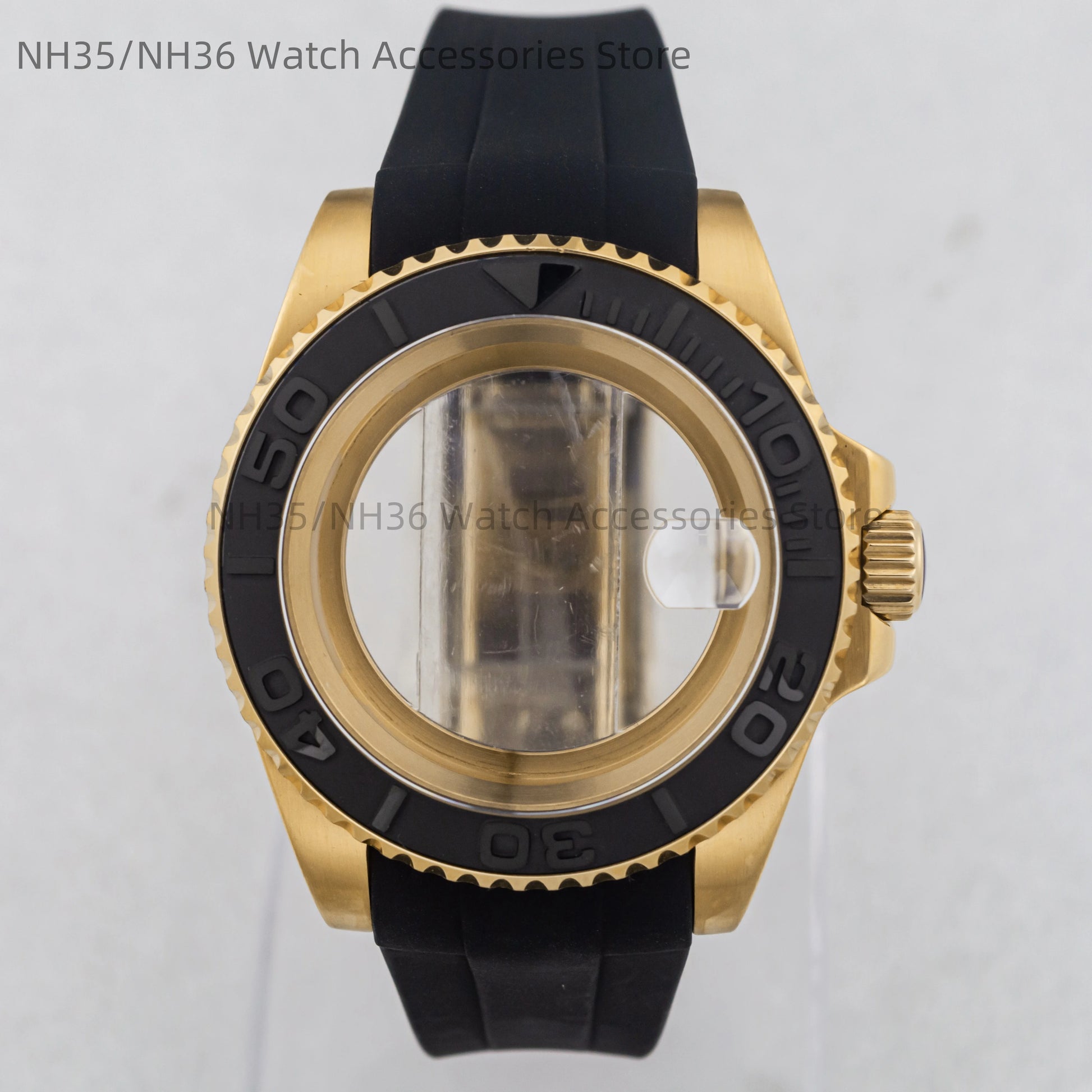40Mm Rose Gold Watch Case Ceramic Bezel Sapphire Glass Stainless Steel for NH35 Nh36 Nh34 Automatic Movement Yacht-Master Case