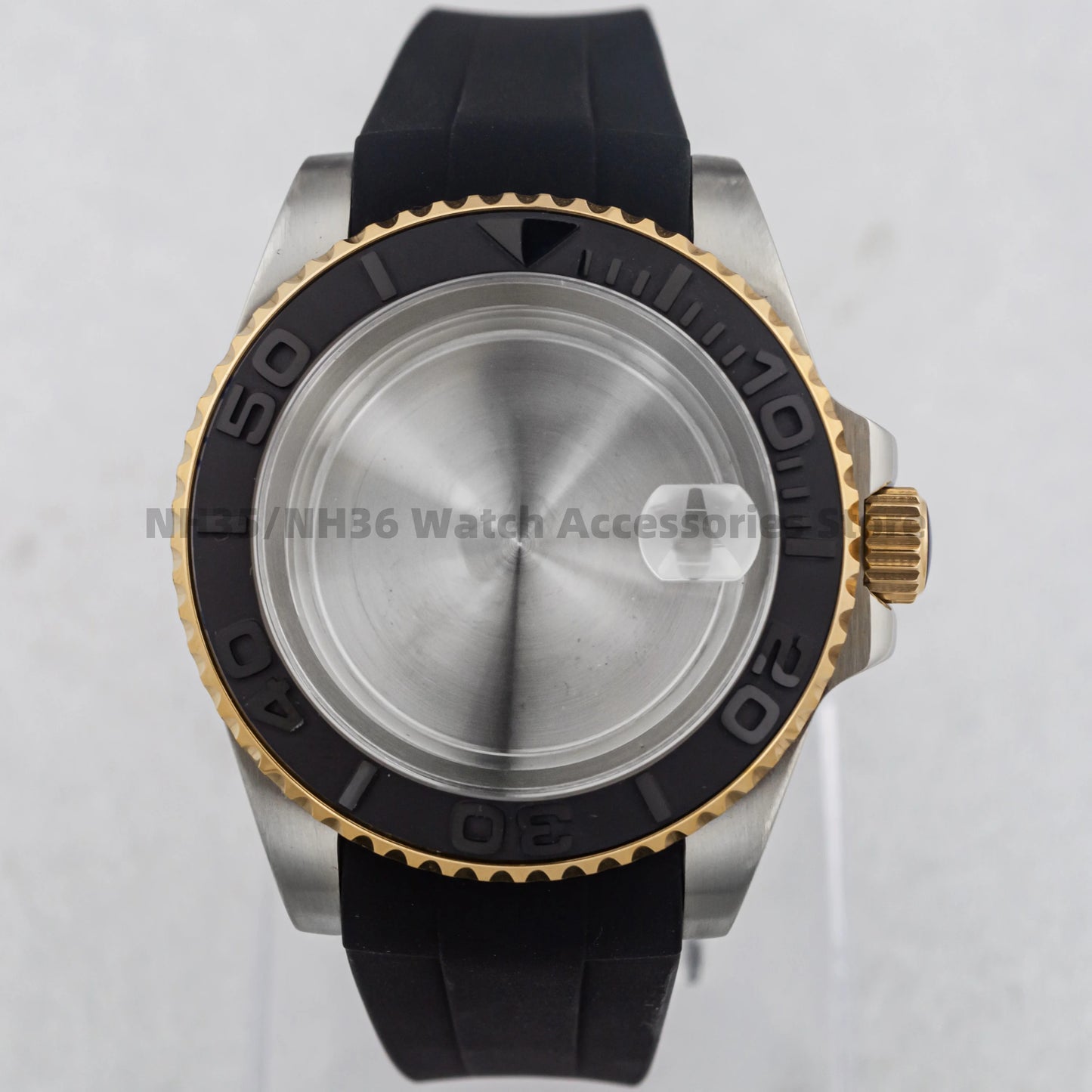 40Mm Rose Gold Watch Case Ceramic Bezel Sapphire Glass Stainless Steel for NH35 Nh36 Nh34 Automatic Movement Yacht-Master Case
