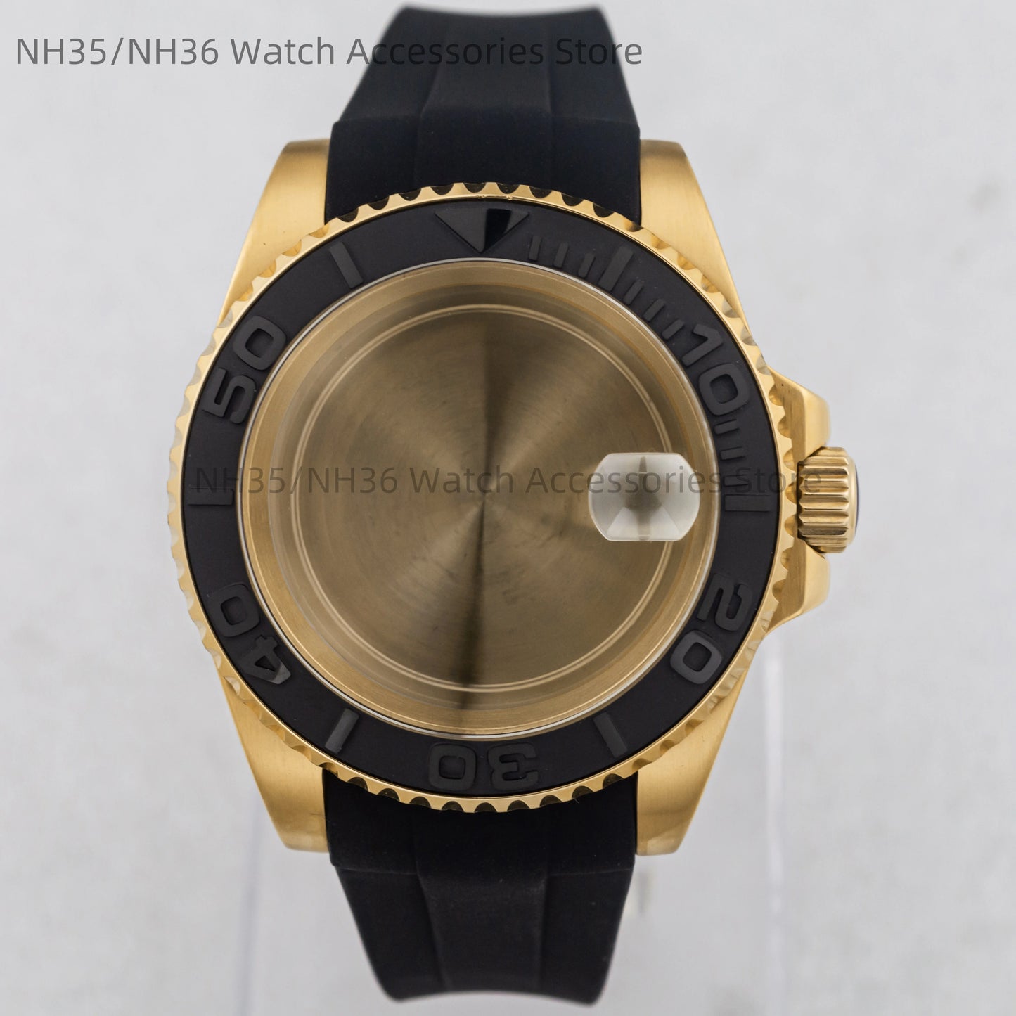 40Mm Rose Gold Watch Case Ceramic Bezel Sapphire Glass Stainless Steel for NH35 Nh36 Nh34 Automatic Movement Yacht-Master Case