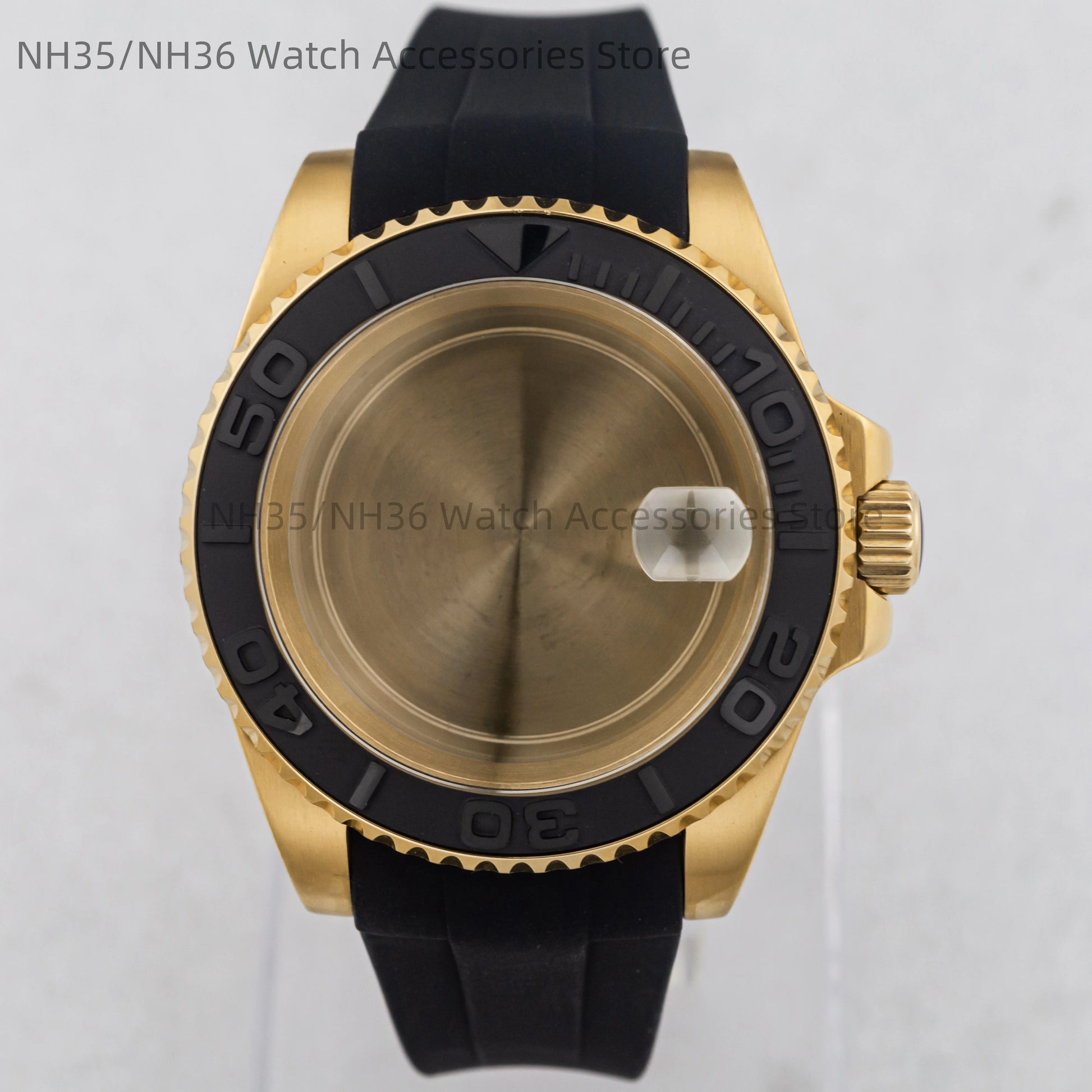 40Mm Rose Gold Watch Case Ceramic Bezel Sapphire Glass Stainless Steel for NH35 Nh36 Nh34 Automatic Movement Yacht-Master Case