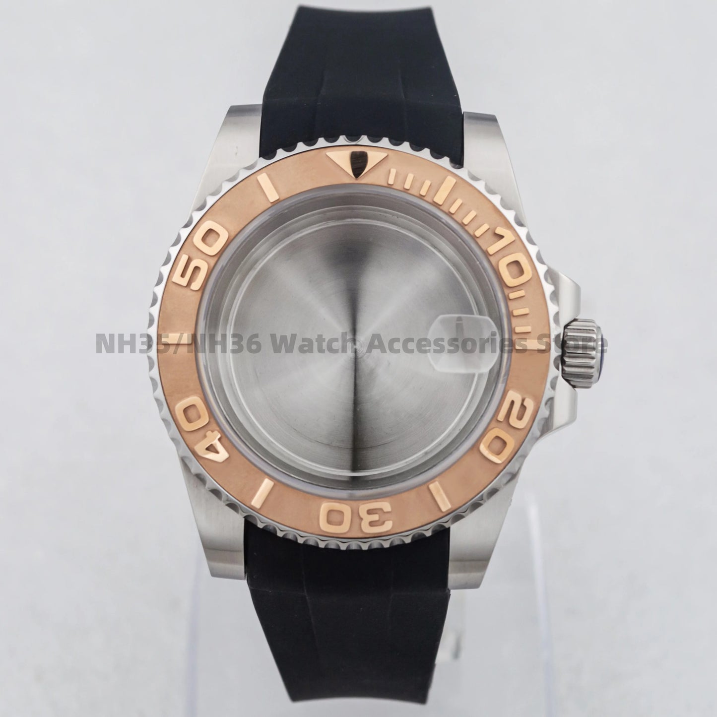 40Mm Rose Gold Watch Case Ceramic Bezel Sapphire Glass Stainless Steel for NH35 Nh36 Nh34 Automatic Movement Yacht-Master Case