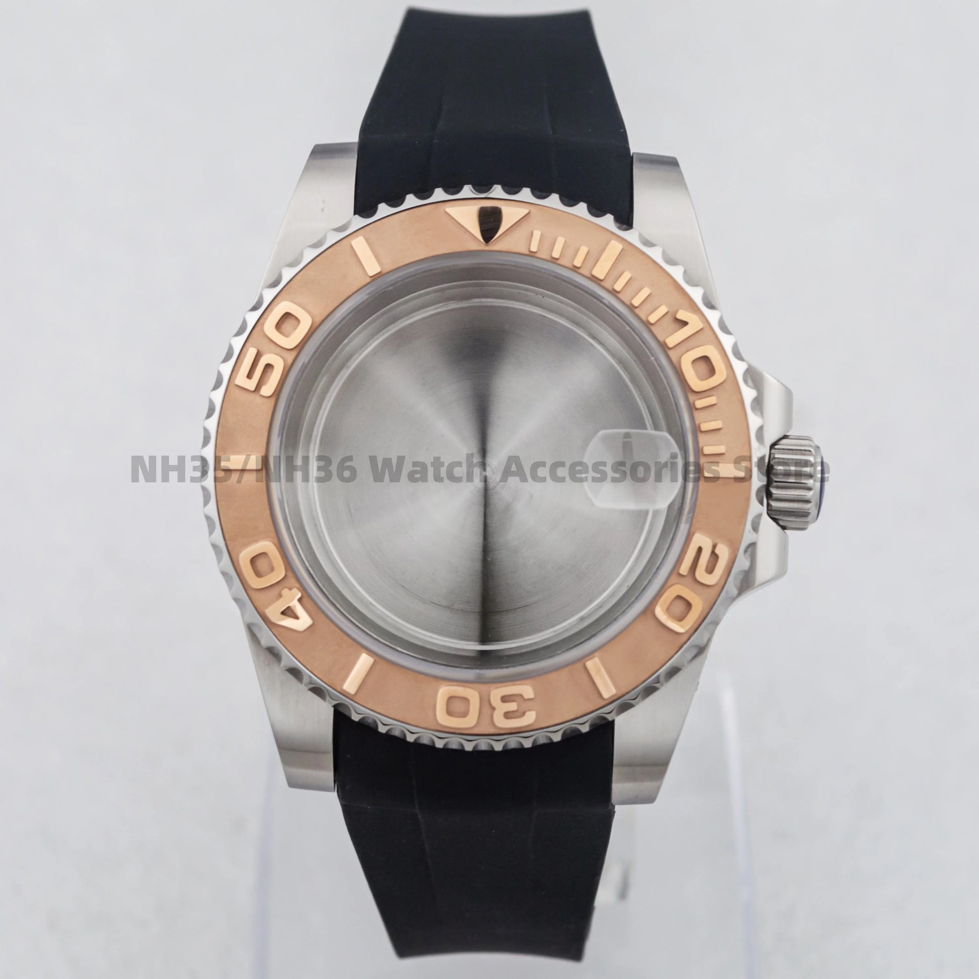 40Mm Rose Gold Watch Case Ceramic Bezel Sapphire Glass Stainless Steel for NH35 Nh36 Nh34 Automatic Movement Yacht-Master Case