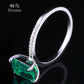 Solid 14K White Gold 5X7Mm Emerald Cut Treated Emerald Engagement Ring Real Natural Diamond Ring Women Gemstone Jewelry