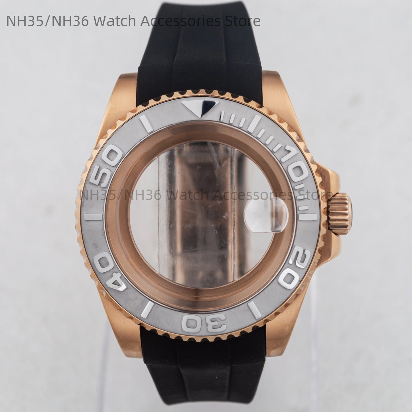 40Mm Rose Gold Watch Case Ceramic Bezel Sapphire Glass Stainless Steel for NH35 Nh36 Nh34 Automatic Movement Yacht-Master Case