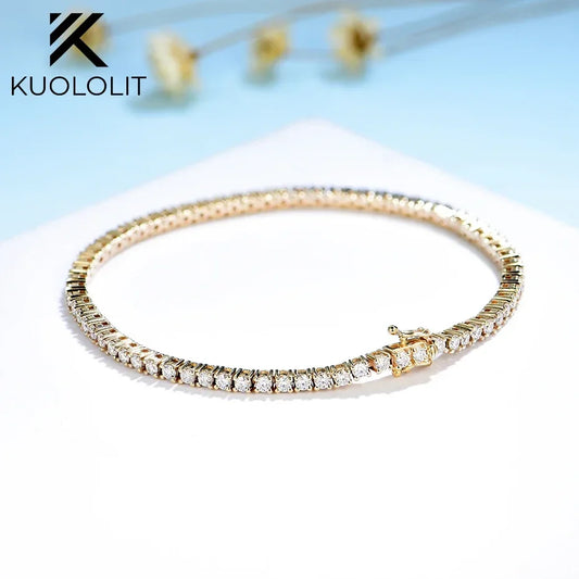 Moissanite Bracelet for Women Solid 14K 10K Yellow Gold GRA Moissanite Tennis Bracelet for Engagement Christmas Gifts