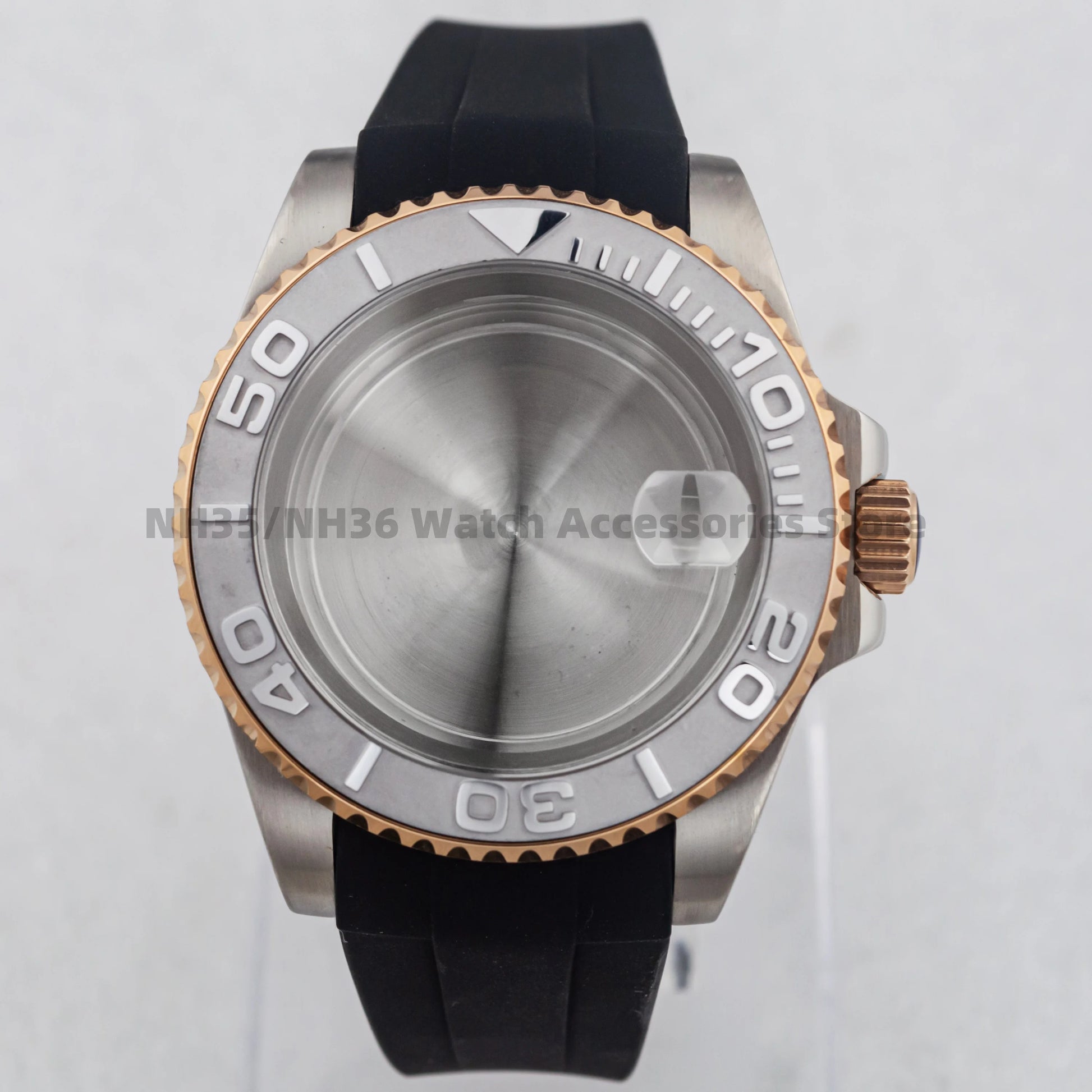 40Mm Rose Gold Watch Case Ceramic Bezel Sapphire Glass Stainless Steel for NH35 Nh36 Nh34 Automatic Movement Yacht-Master Case