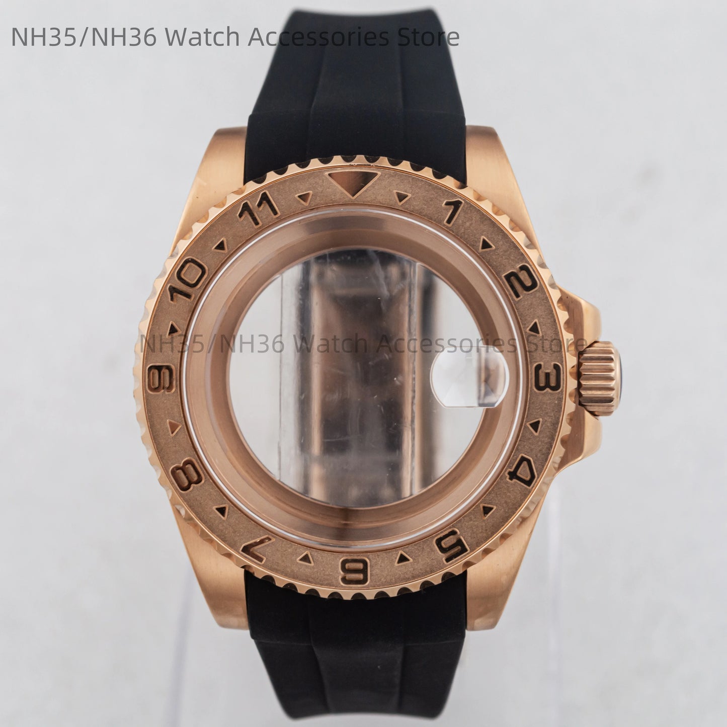 40Mm Rose Gold Watch Case Ceramic Bezel Sapphire Glass Stainless Steel for NH35 Nh36 Nh34 Automatic Movement Yacht-Master Case