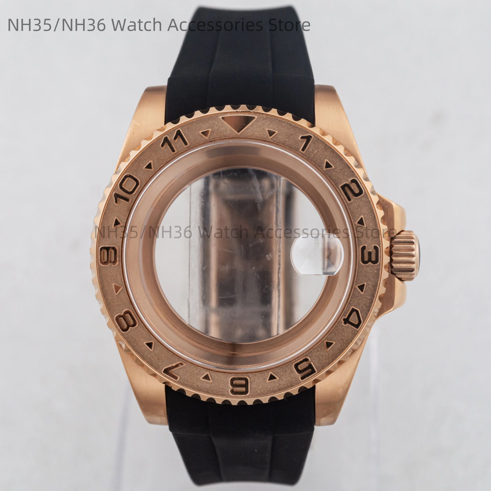 40Mm Rose Gold Watch Case Ceramic Bezel Sapphire Glass Stainless Steel for NH35 Nh36 Nh34 Automatic Movement Yacht-Master Case