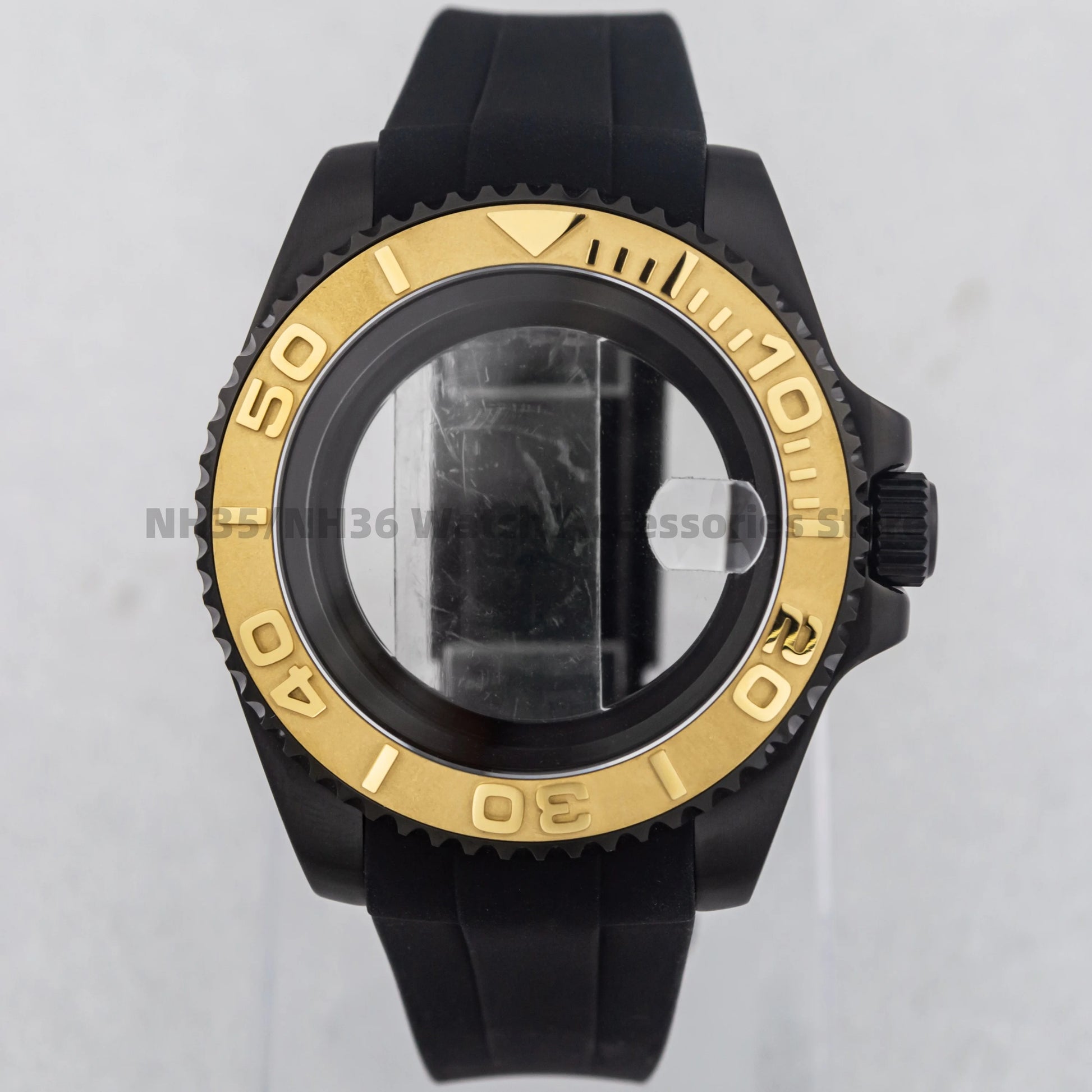 40Mm Rose Gold Watch Case Ceramic Bezel Sapphire Glass Stainless Steel for NH35 Nh36 Nh34 Automatic Movement Yacht-Master Case