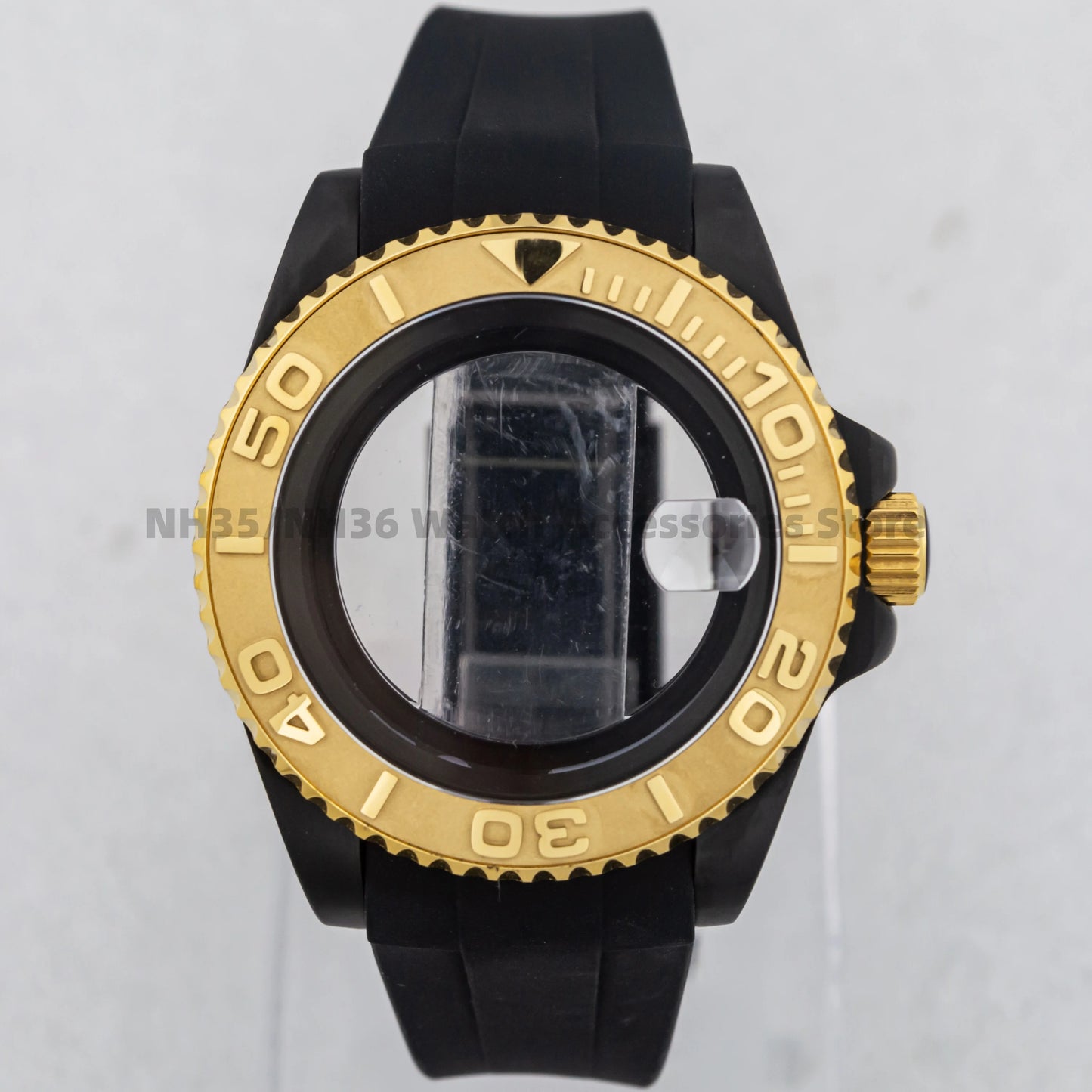 40Mm Rose Gold Watch Case Ceramic Bezel Sapphire Glass Stainless Steel for NH35 Nh36 Nh34 Automatic Movement Yacht-Master Case