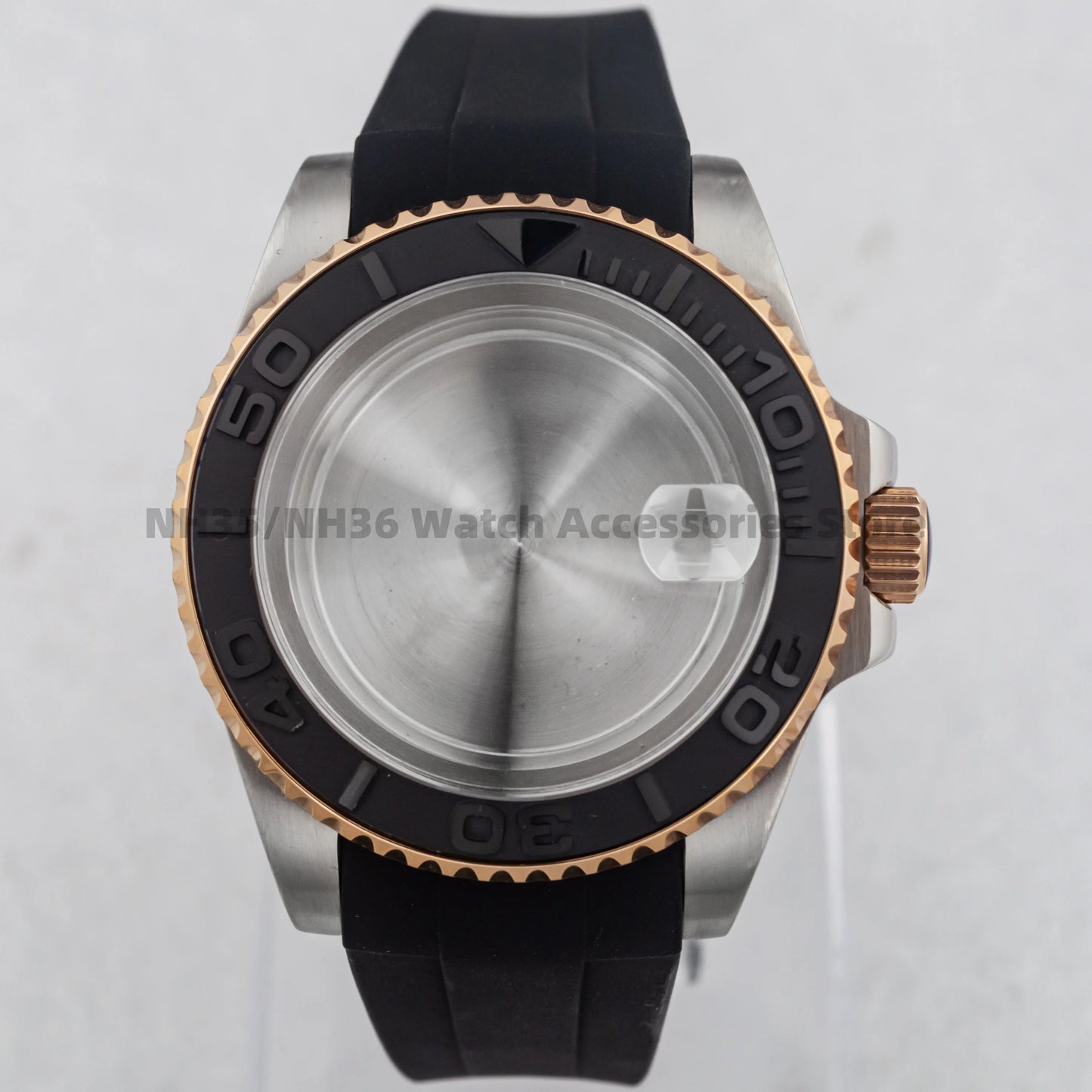 40Mm Rose Gold Watch Case Ceramic Bezel Sapphire Glass Stainless Steel for NH35 Nh36 Nh34 Automatic Movement Yacht-Master Case